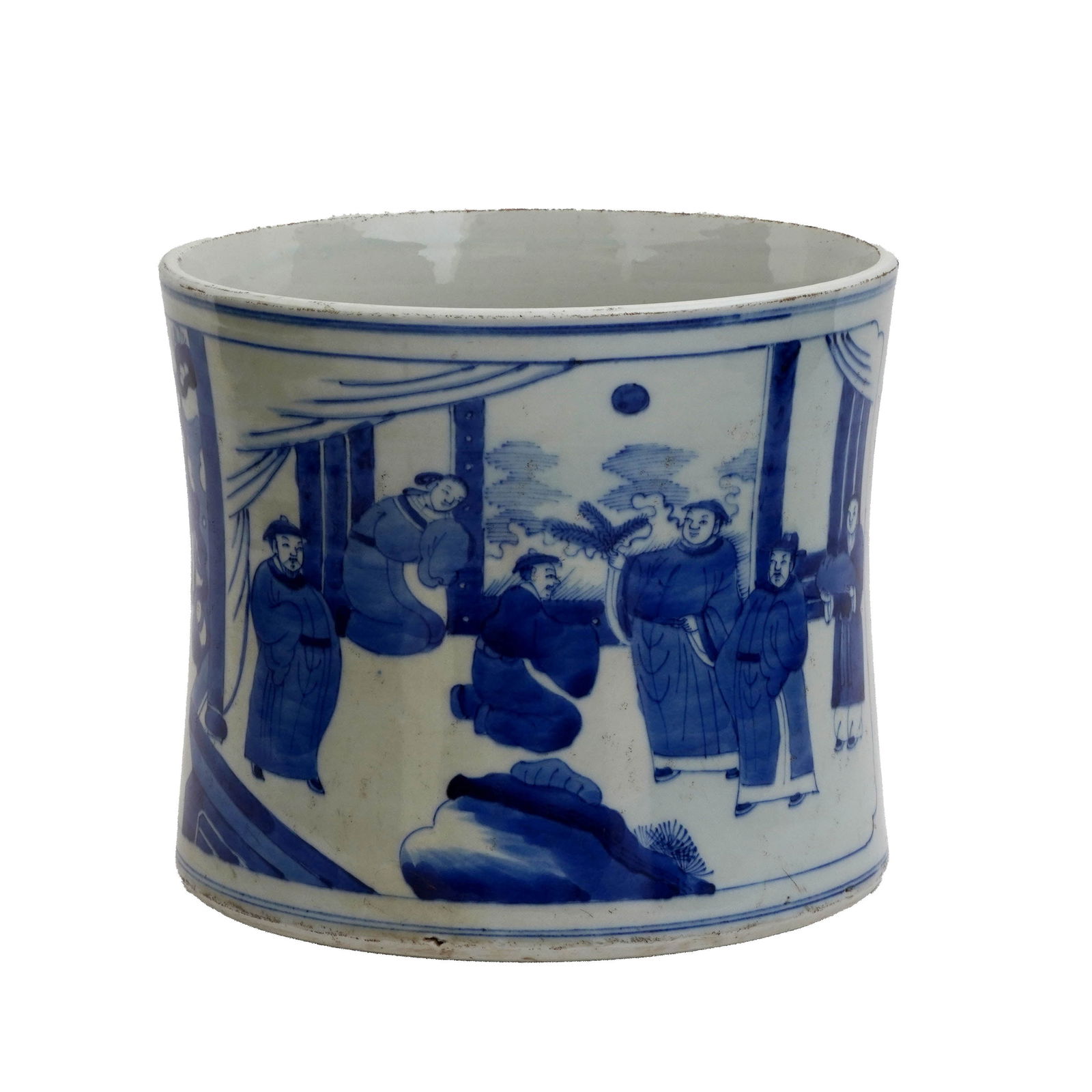 Chinese Blue & White Porcelain Brush Pot (1 of 3)