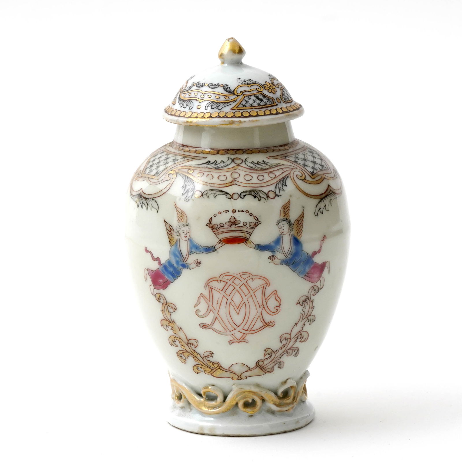 Chinese Export Armorial Porcelain Tea Caddy (1 of 4)