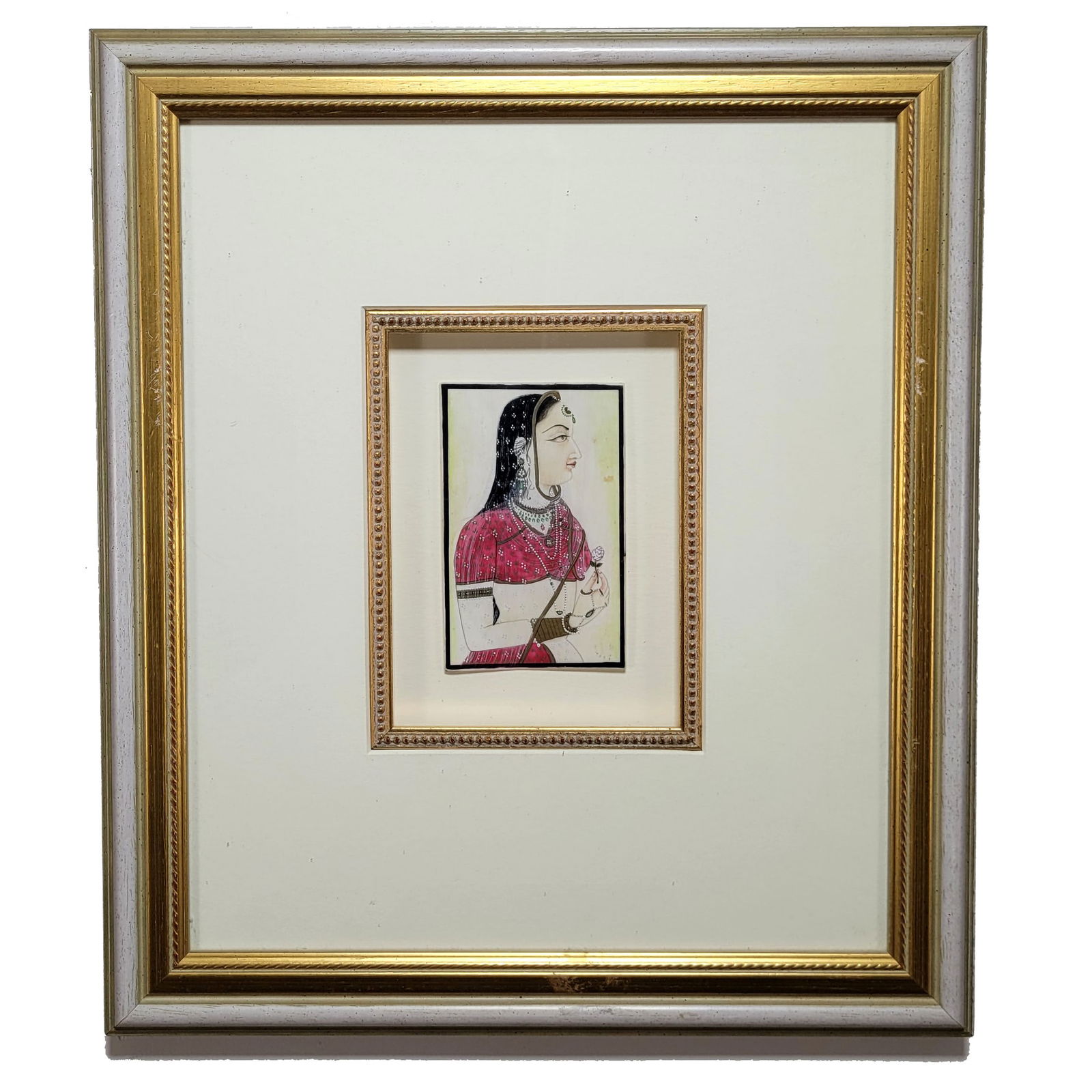 Indian Gouache and Gilt Miniature Portrait of a Young Lady (1 of 2)