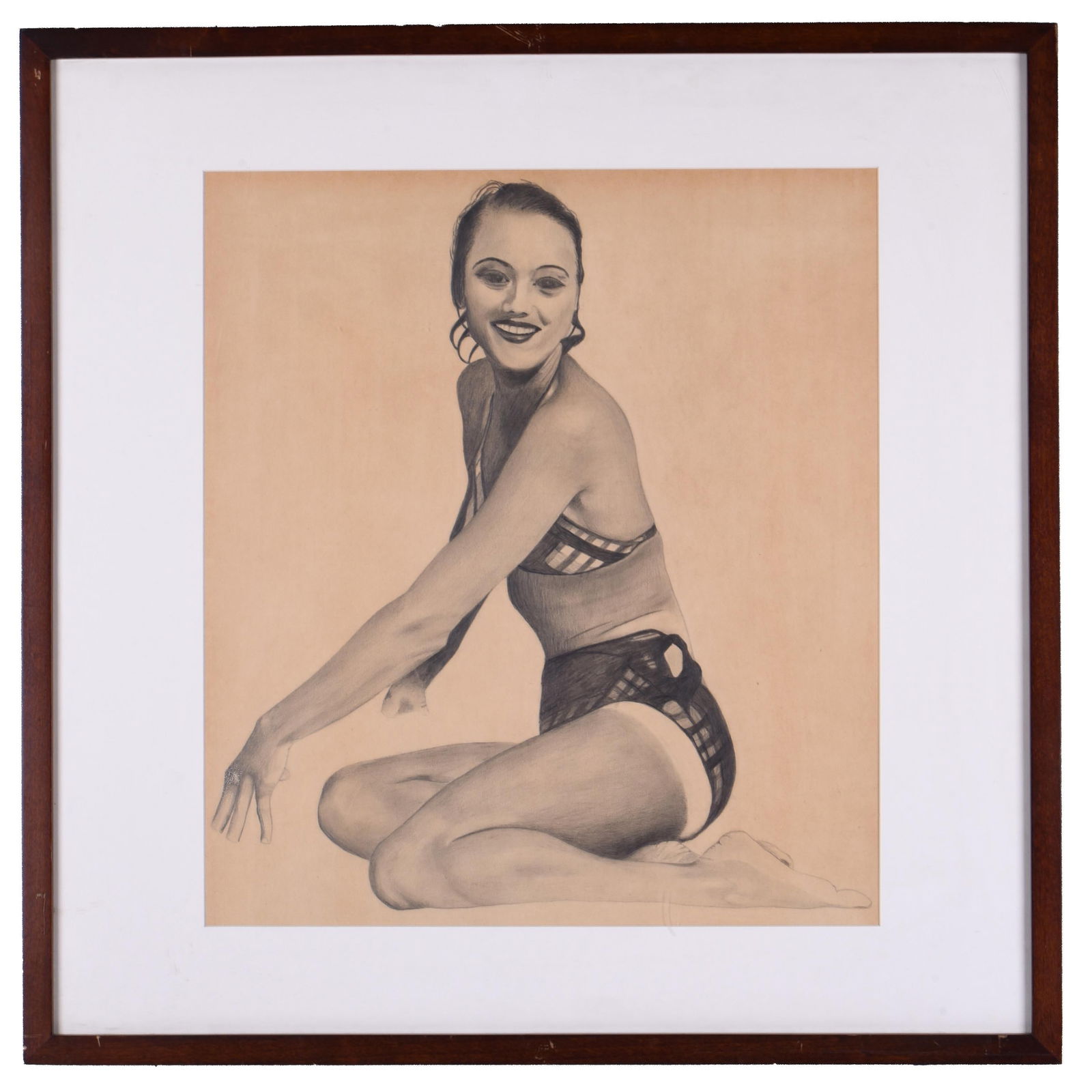 Pin Up-Style Pencil Drawing on Paper (1 of 2)