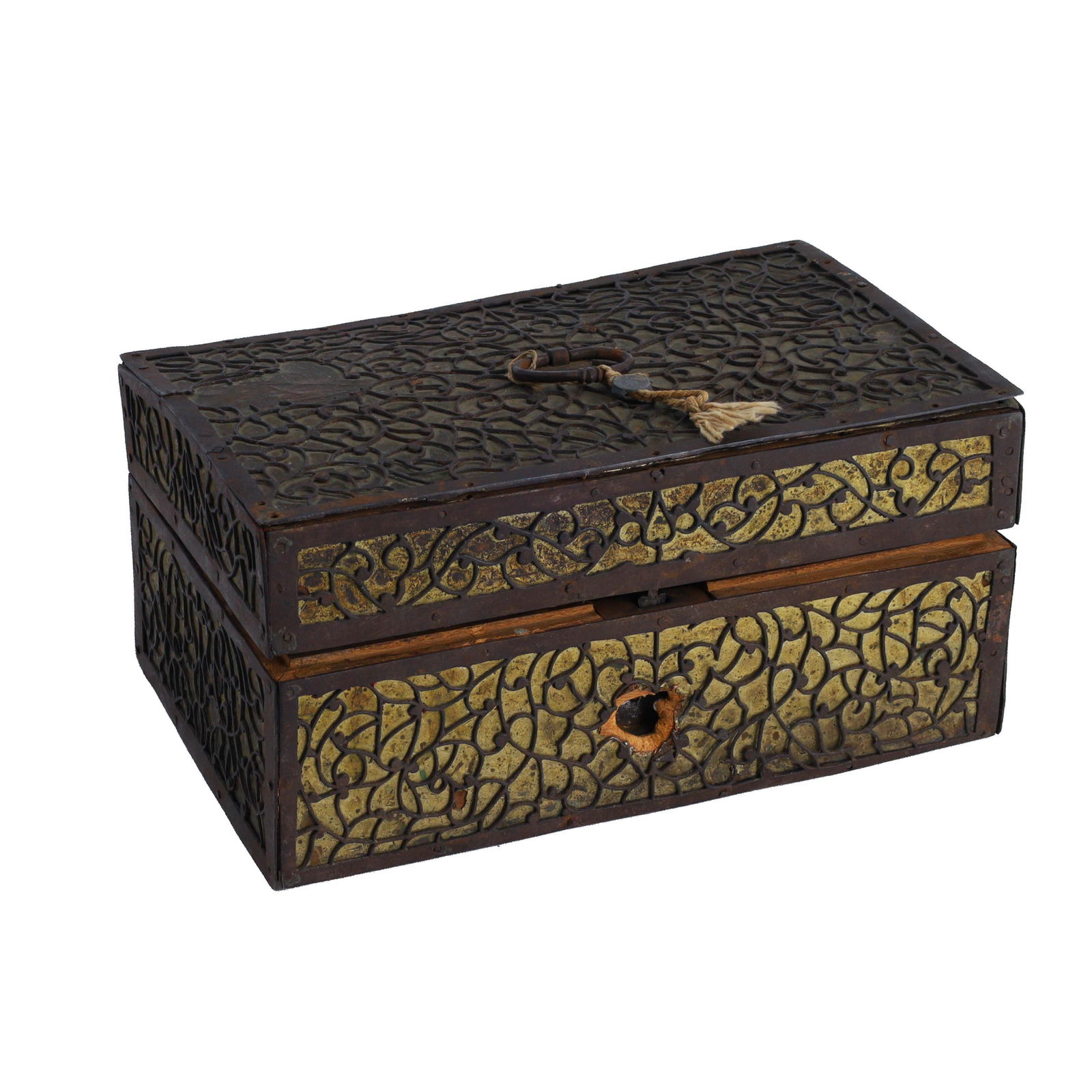 Persian Wood Table Box Mounted with Brass (1 of 7)