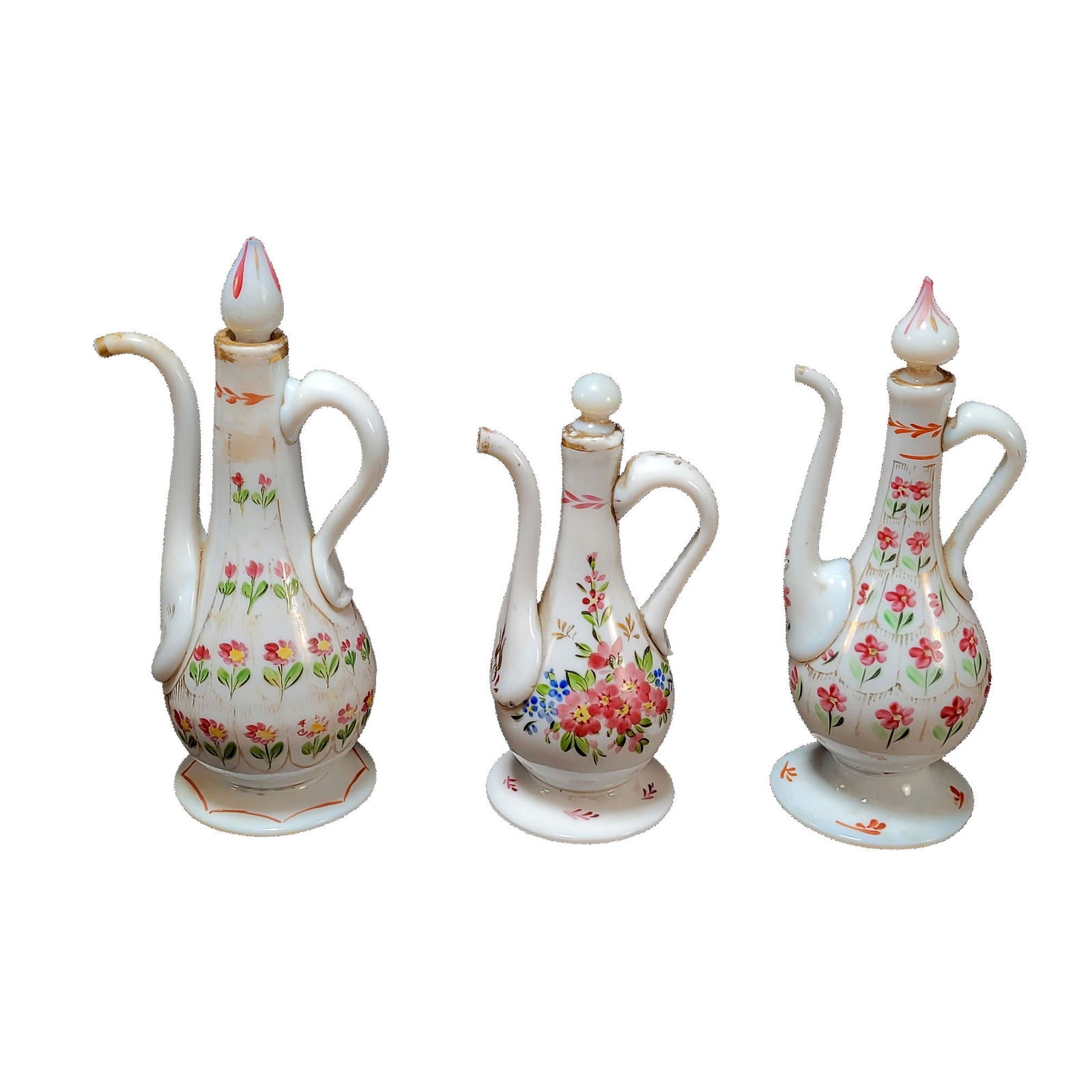 Lot of Three Turkish Opaline Glass Ewers (1 of 6)
