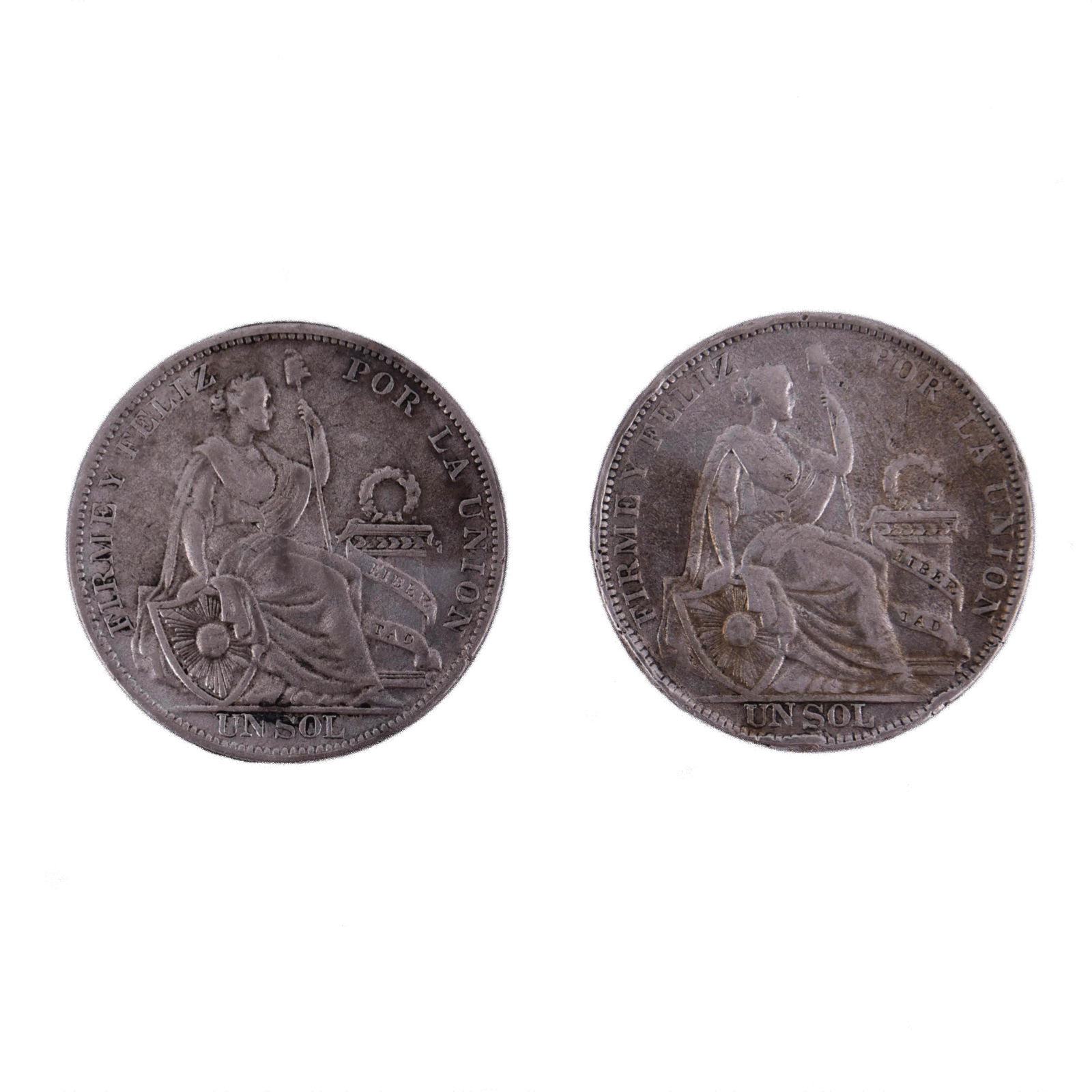 Lot of 2 Silver Peruvian Coins (1 of 2)