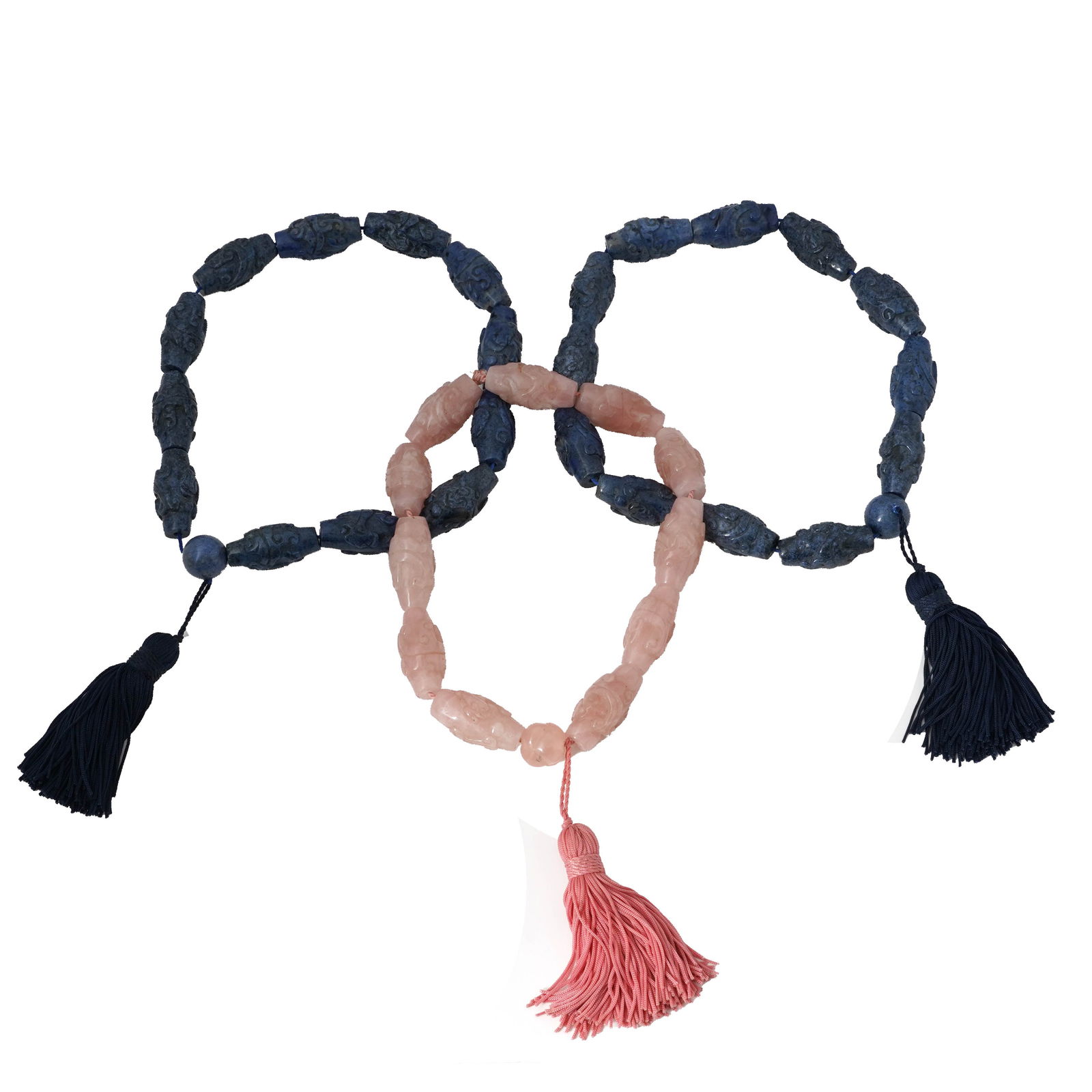 Mixed Lot of Three Chinese Quartz and Lapis Lazuli Prayer Beads (1 of 5)