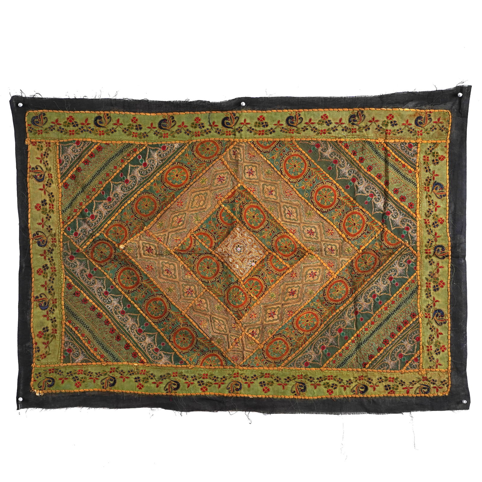 Indo-Persian Coverlet with Metallic & Silk Embroidery (1 of 5)
