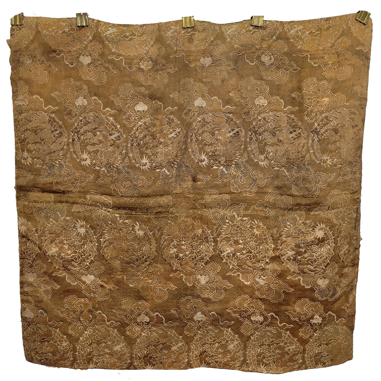 Chinese Satin Textile with Dragon and Cloud Designs (1 of 4)