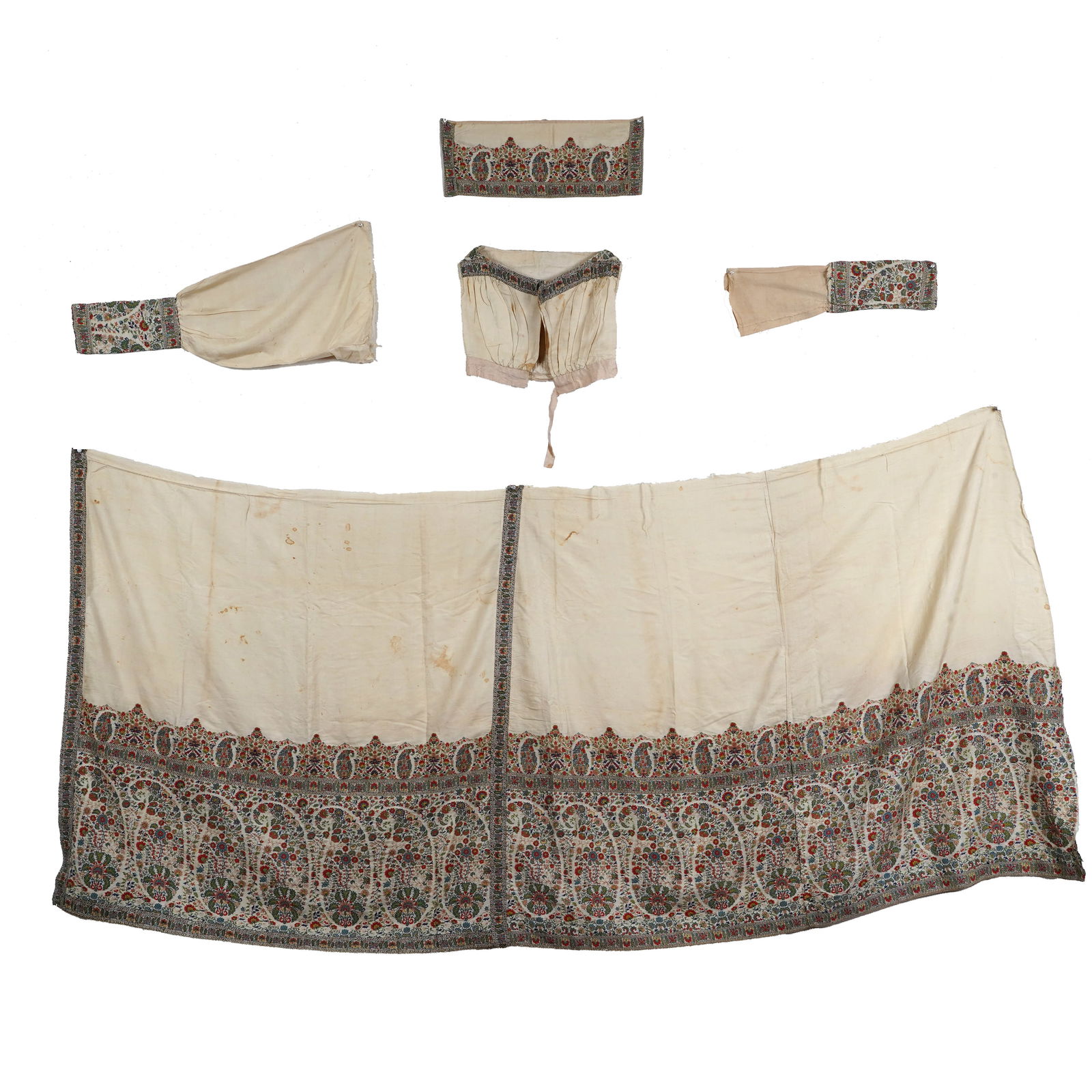 Group of Kashmiri Silk Shawl Fragments/Garment Pieces (1 of 6)