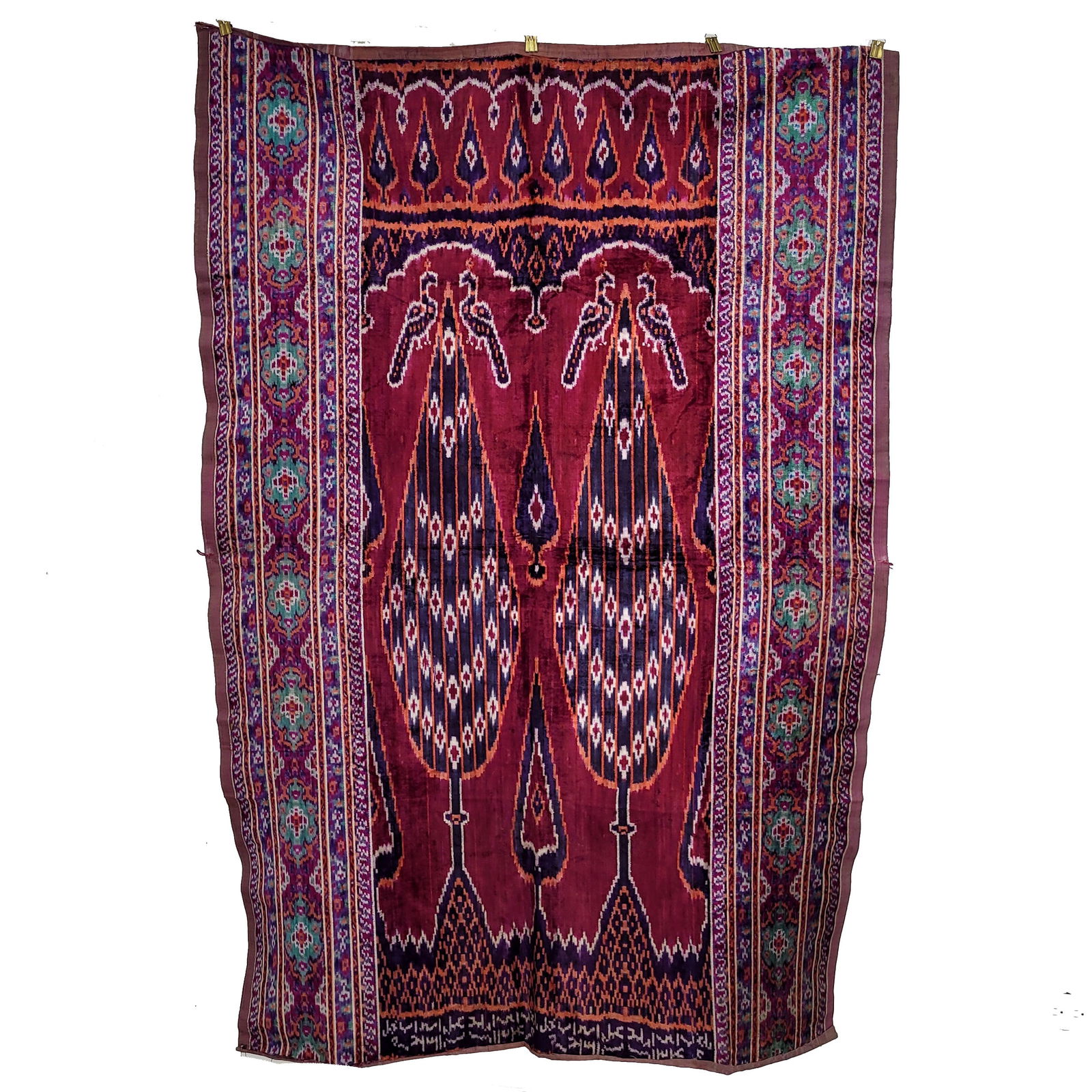 Signed Persian Kashan Velvet Ikat Tapestry (1 of 5)
