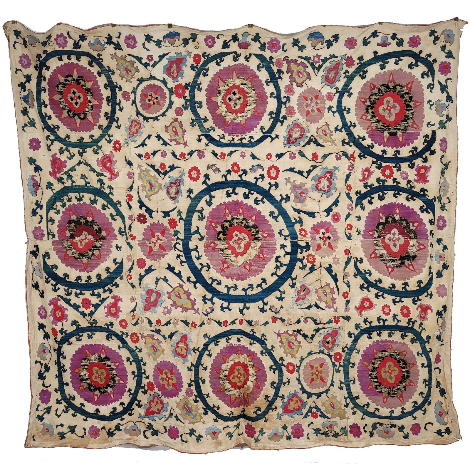 Bukharian Suzani with Large Floral Roundels (1 of 8)