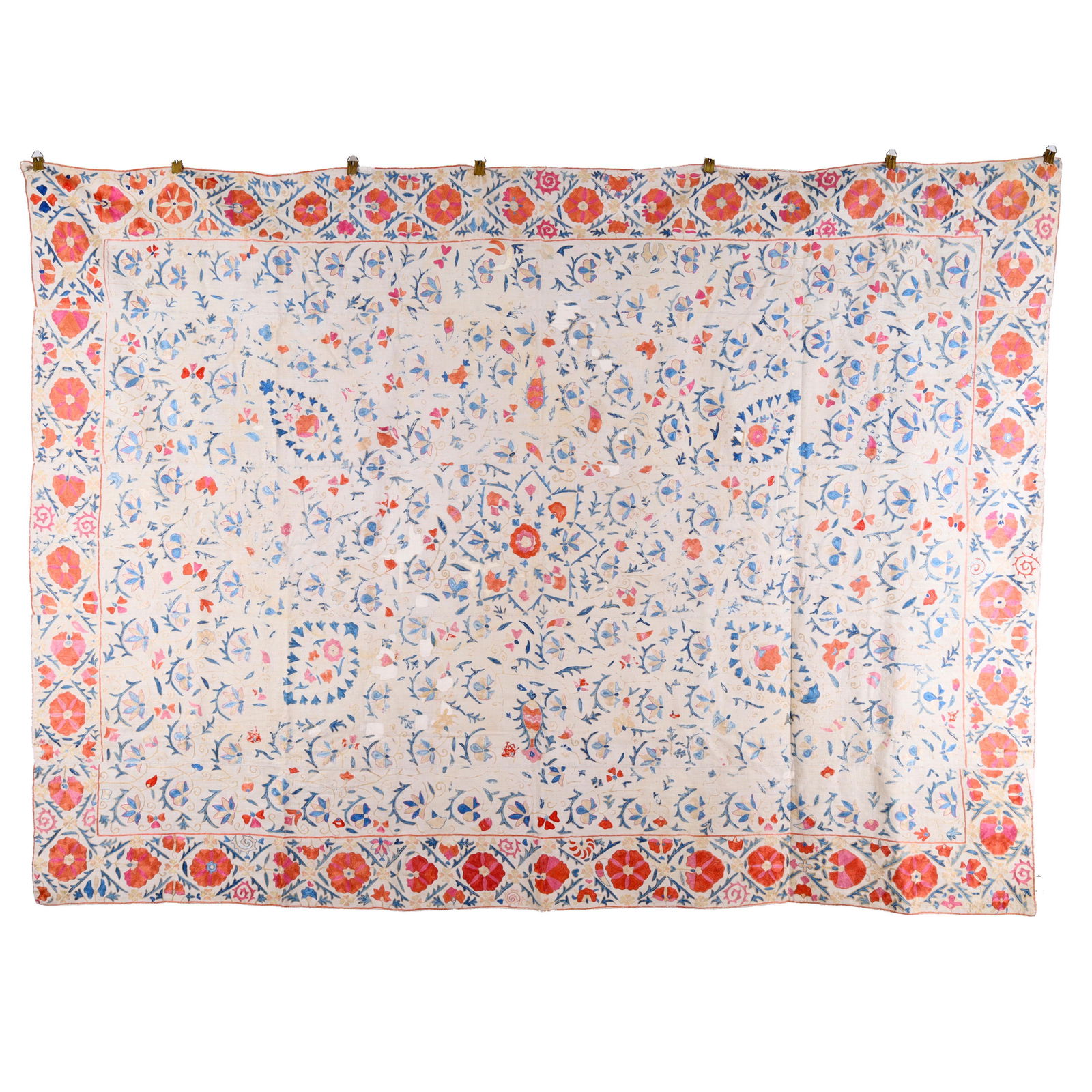 Central Asian Silk Suzani with Floral Motifs (1 of 4)