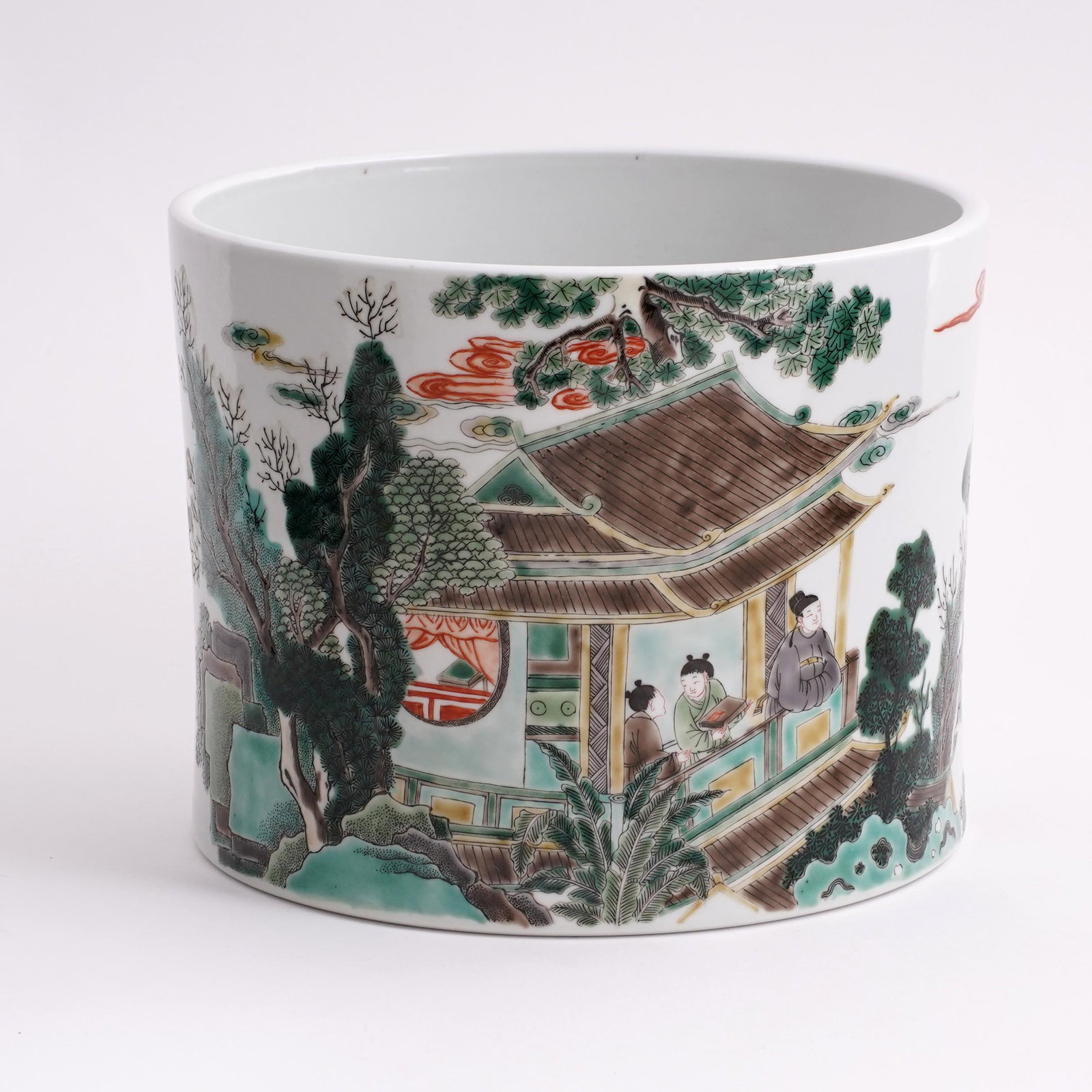 Chinese Famille Verte Porcelain Jardinière / Brush Pot (1 of 4)