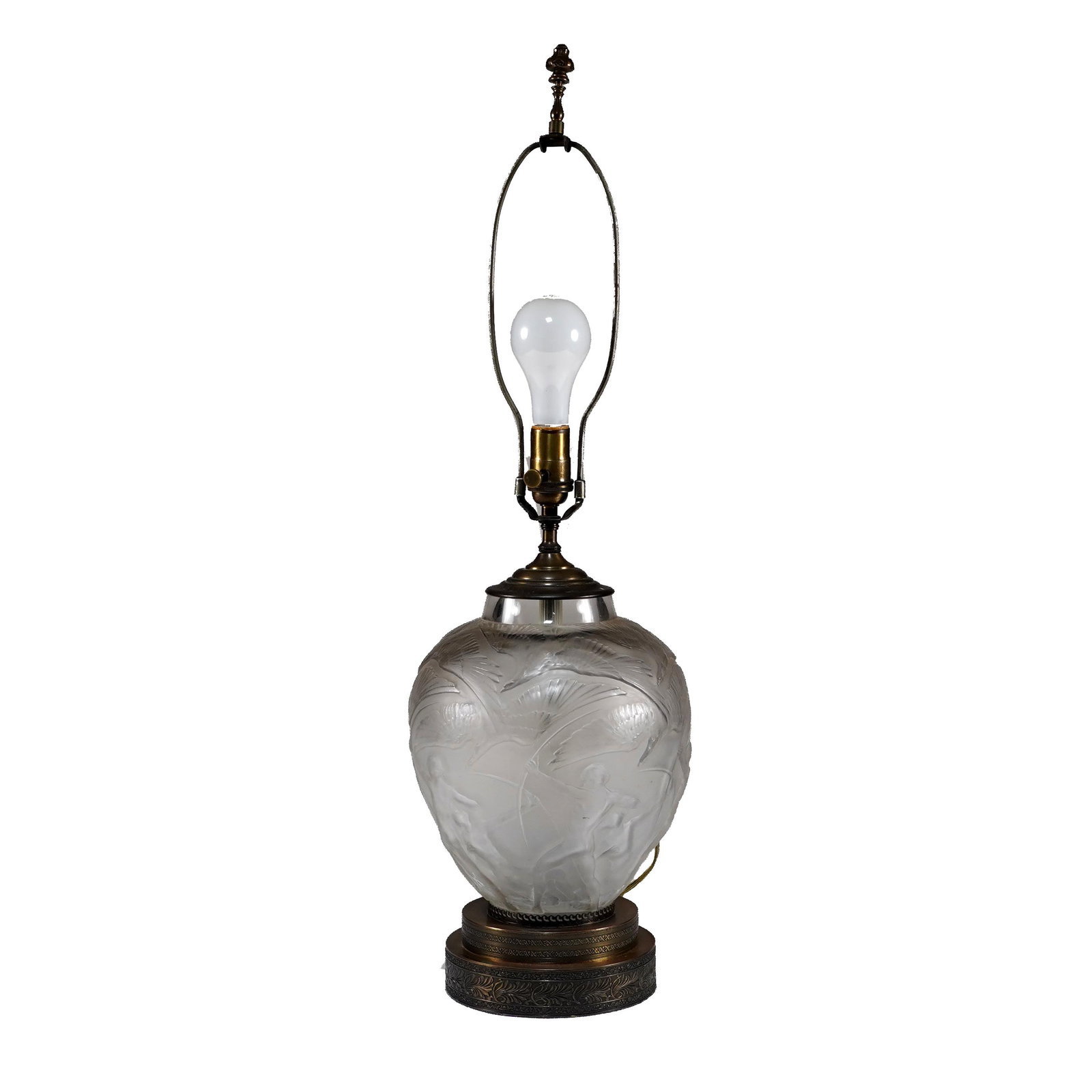 Frosted Art Glass Vase Table Lamp (1 of 2)