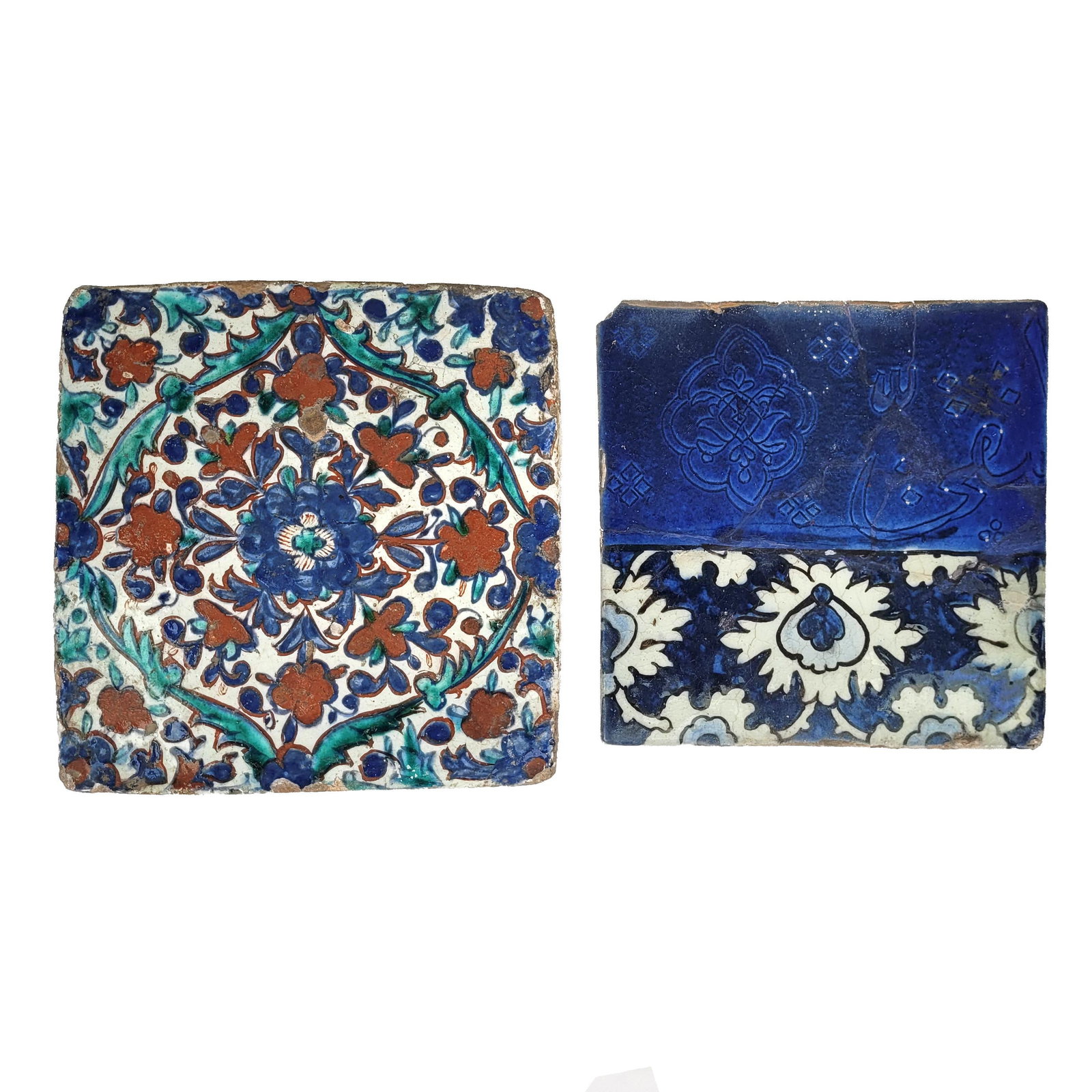 Two Islamic Glazed Pottery Tiles (1 of 2)
