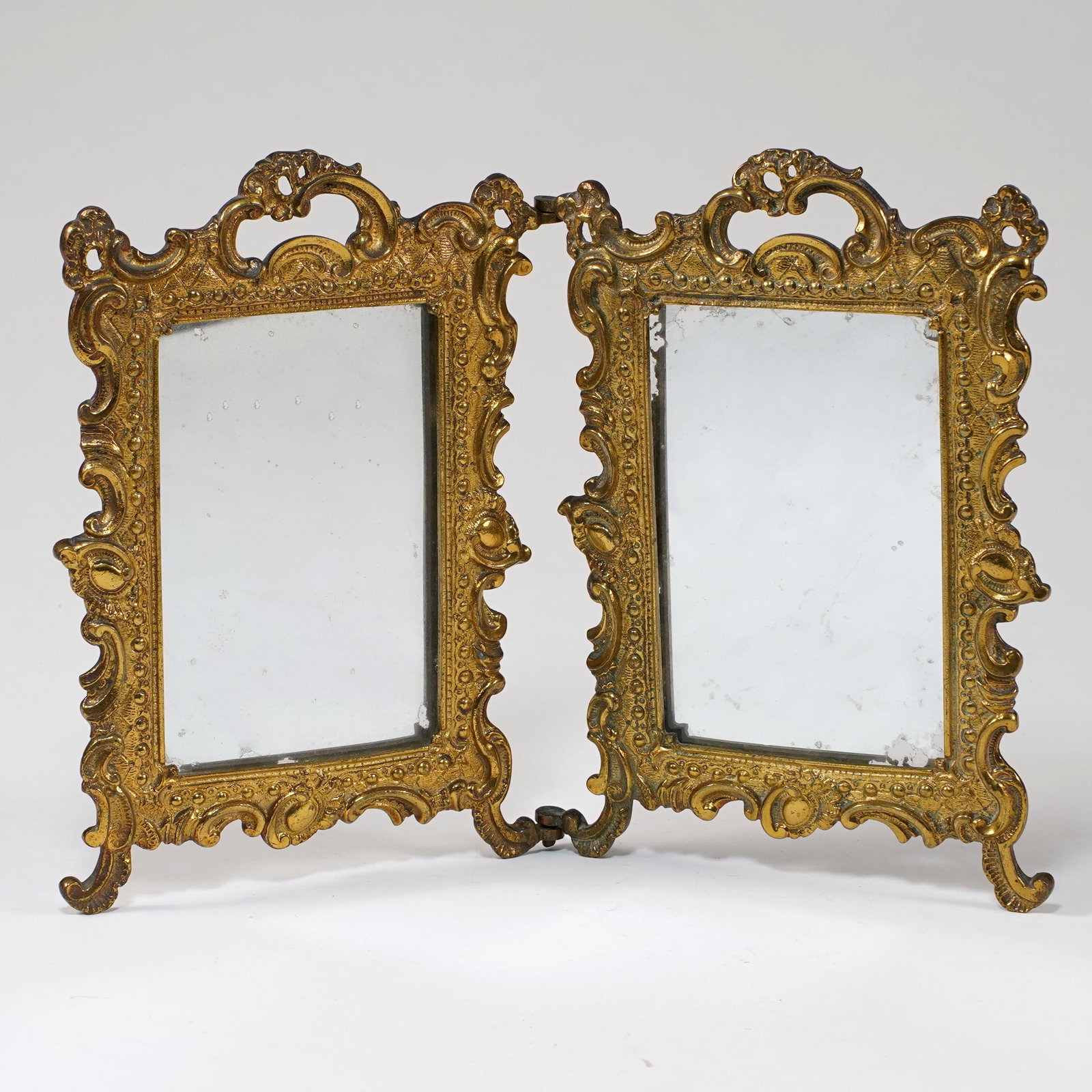 Pair of Gilt Metal Table Mirrors (1 of 2)