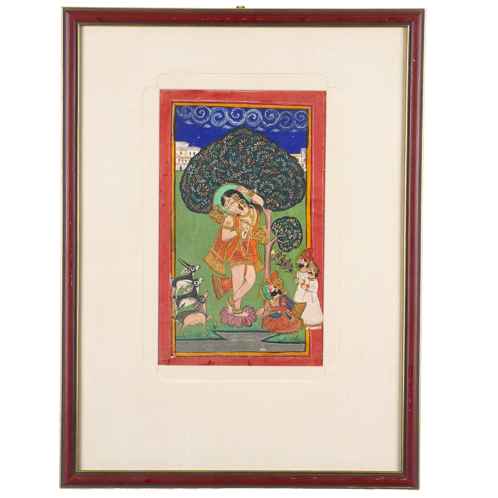 Framed Indian Miniature Painting of Krishna (1 of 2)