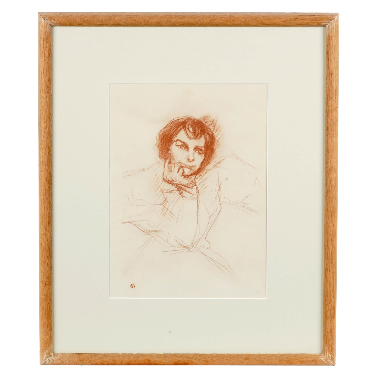 Framed Red Chalk Portrait Drawing (1 of 3)