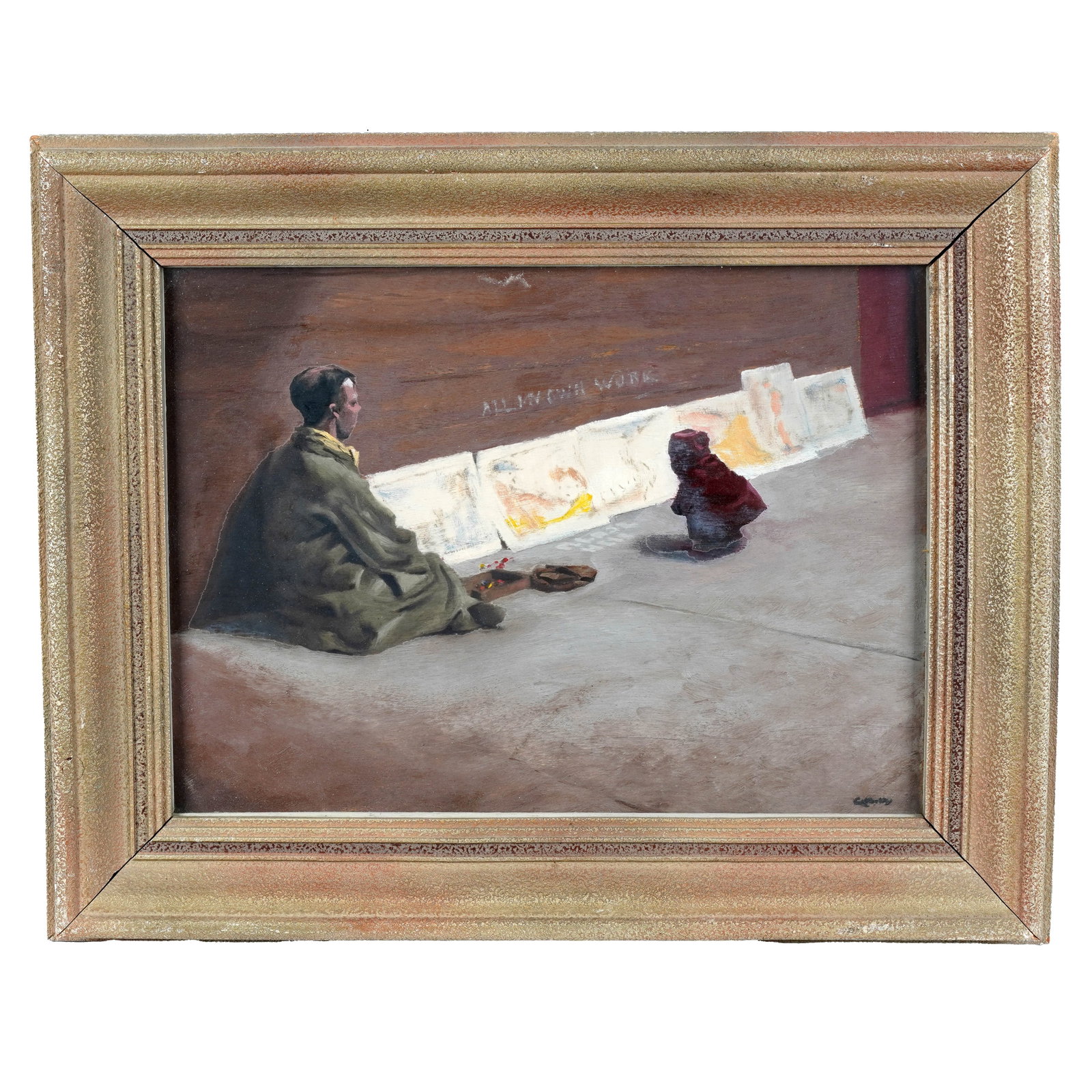 Signed Street Vendor Painting (1 of 3)