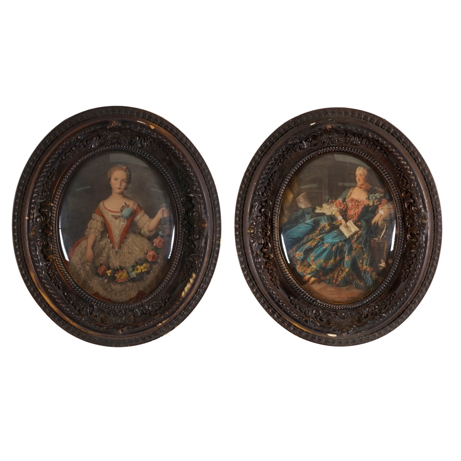 Pair of Oval Framed Portrait Prints (1 of 3)