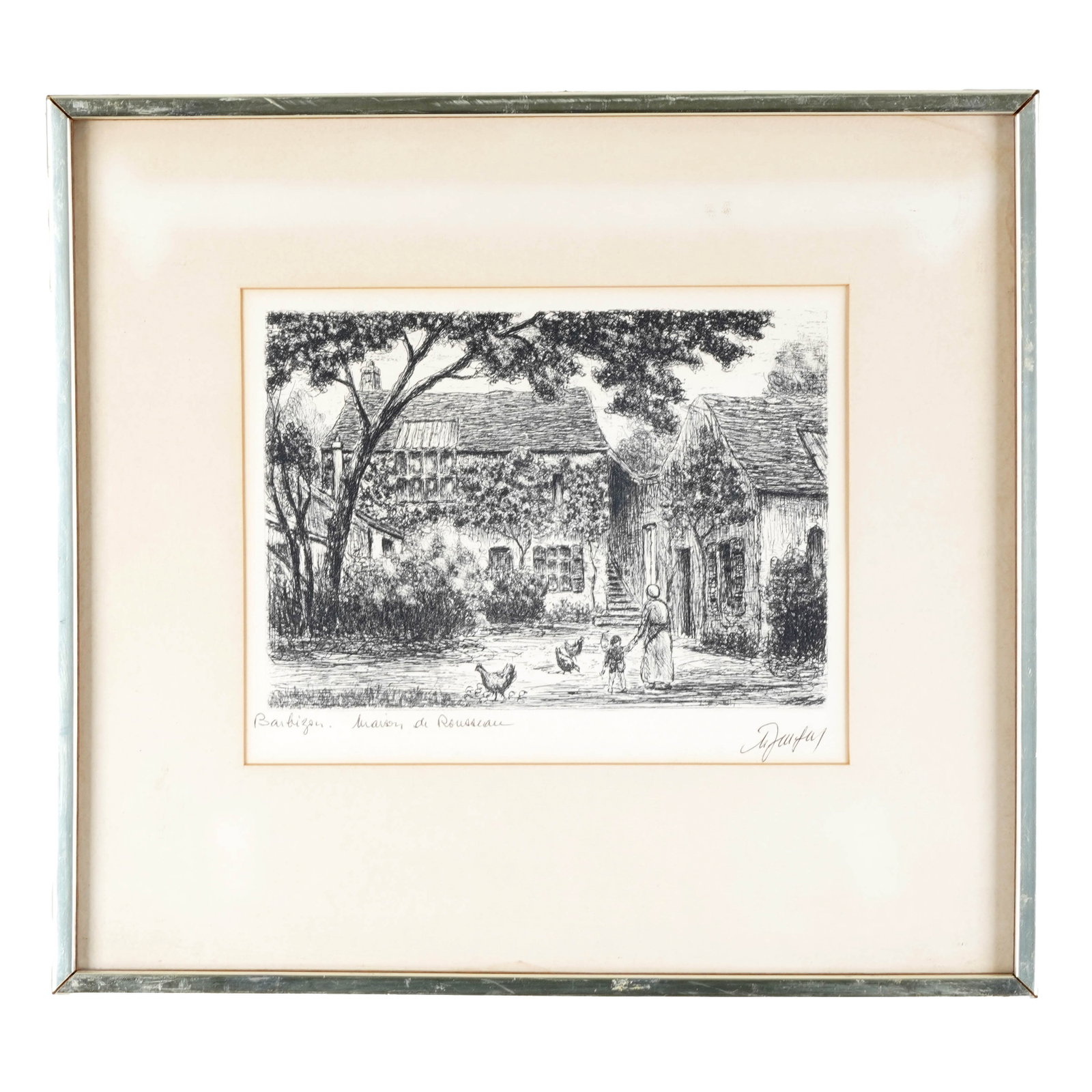 Signed Barbizon Etching, Maison de Rousseau (1 of 4)