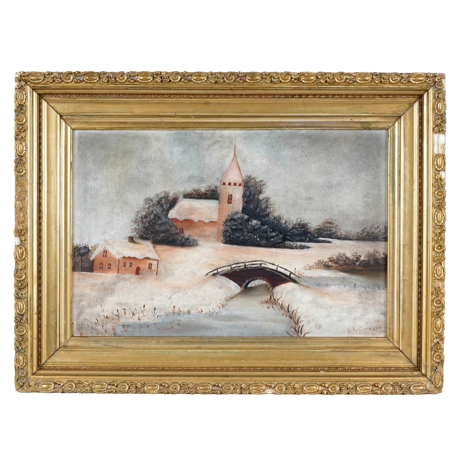 E. Cornwell, Winter Village Landscape (1 of 3)