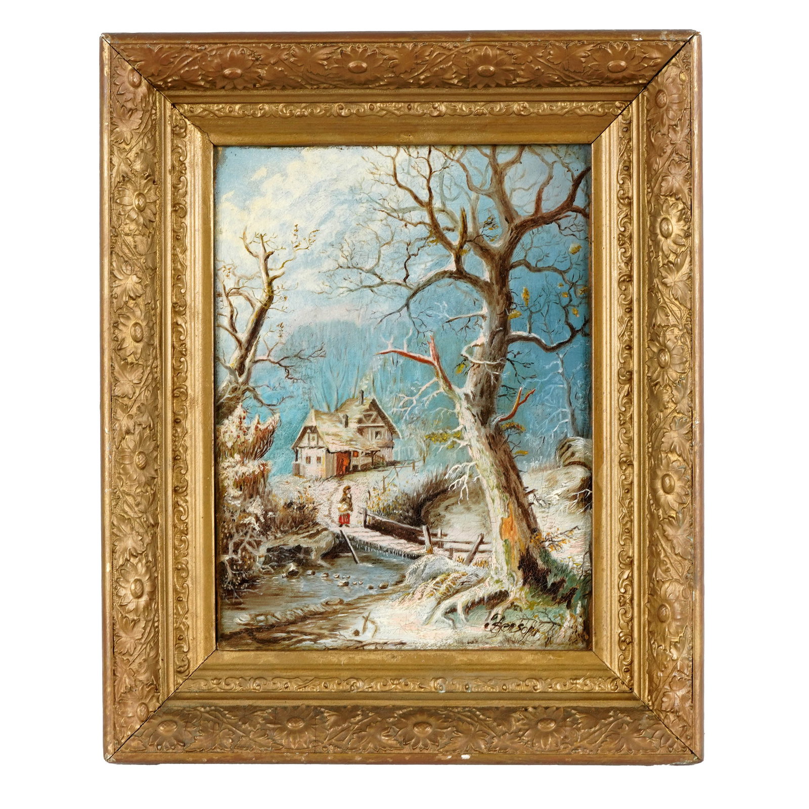 Signed Winter Cottage Landscape (1 of 3)