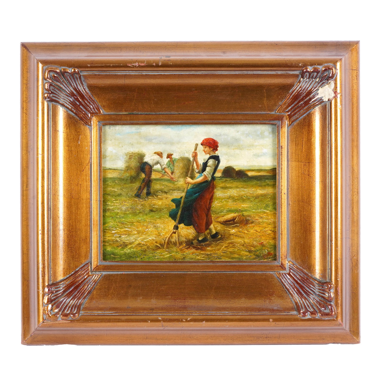 Signed Harvest Scene, Oil Painting (1 of 5)