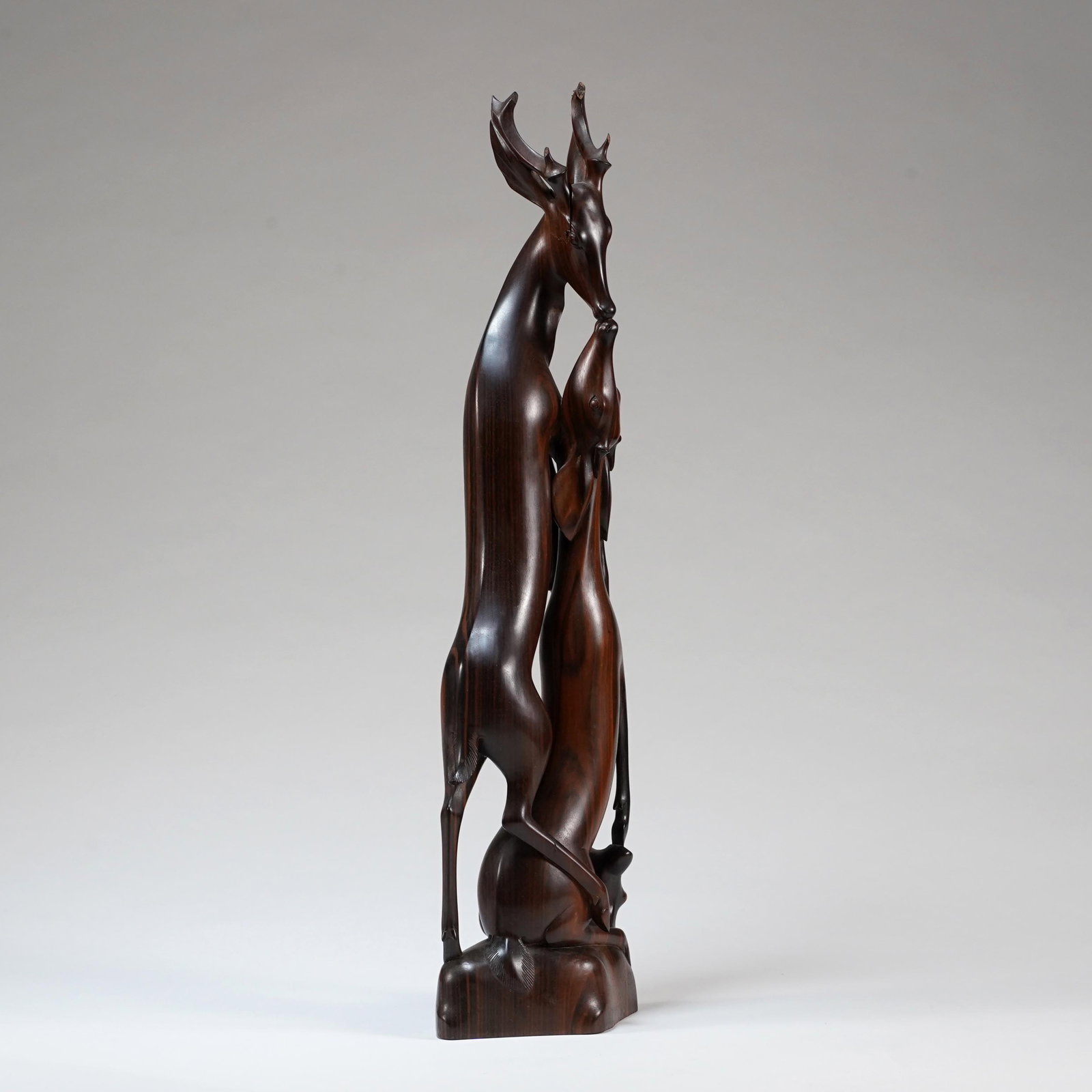 African-Style Carved Wood Antelope Group Sculpture (1 of 4)