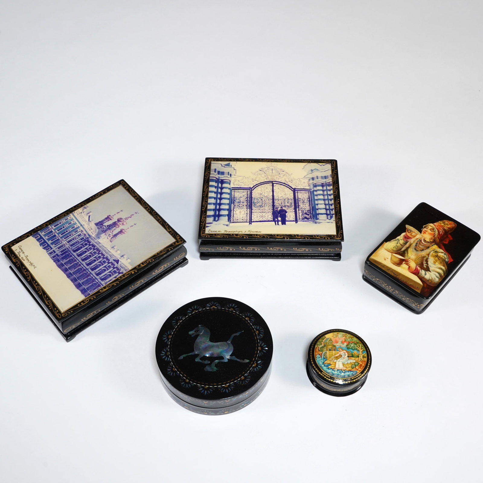 Group of Russian Lacquer Boxes (1 of 5)