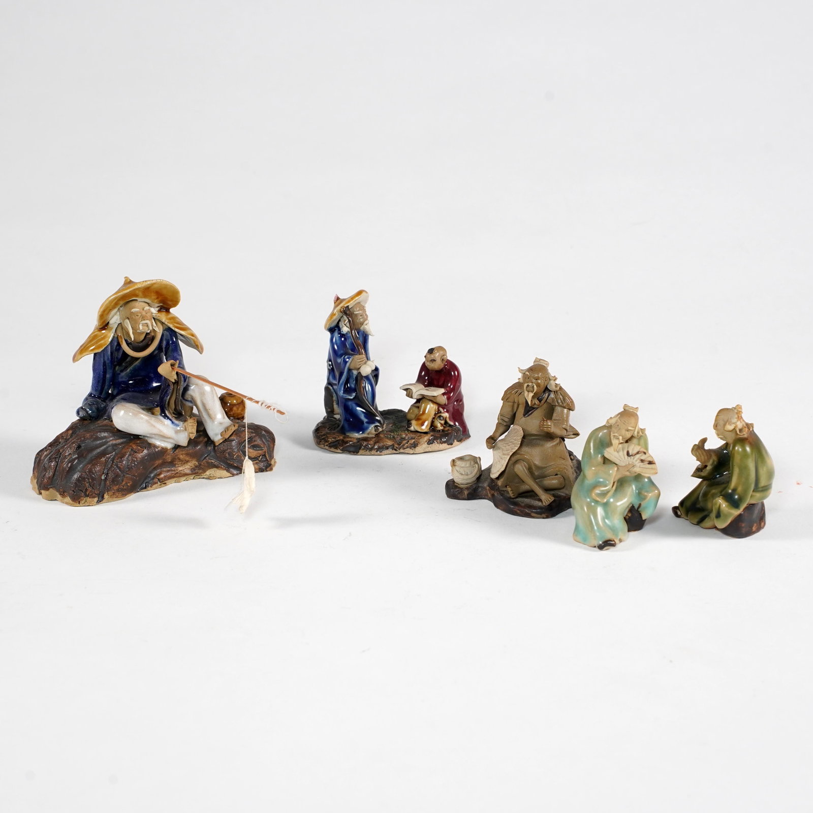 Group of Chinese Glazed Ceramic Scholar Figures (1 of 3)