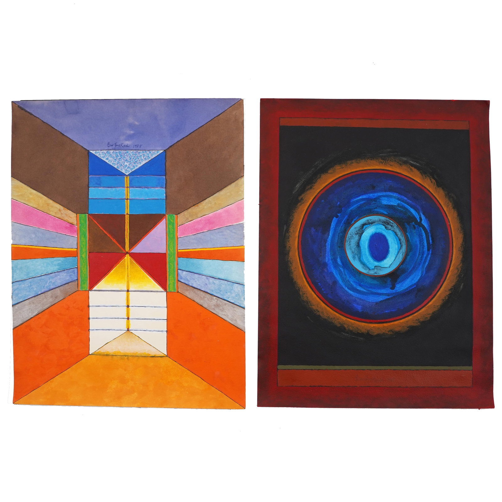 Two Signed Abstract Works on Paper (1 of 6)