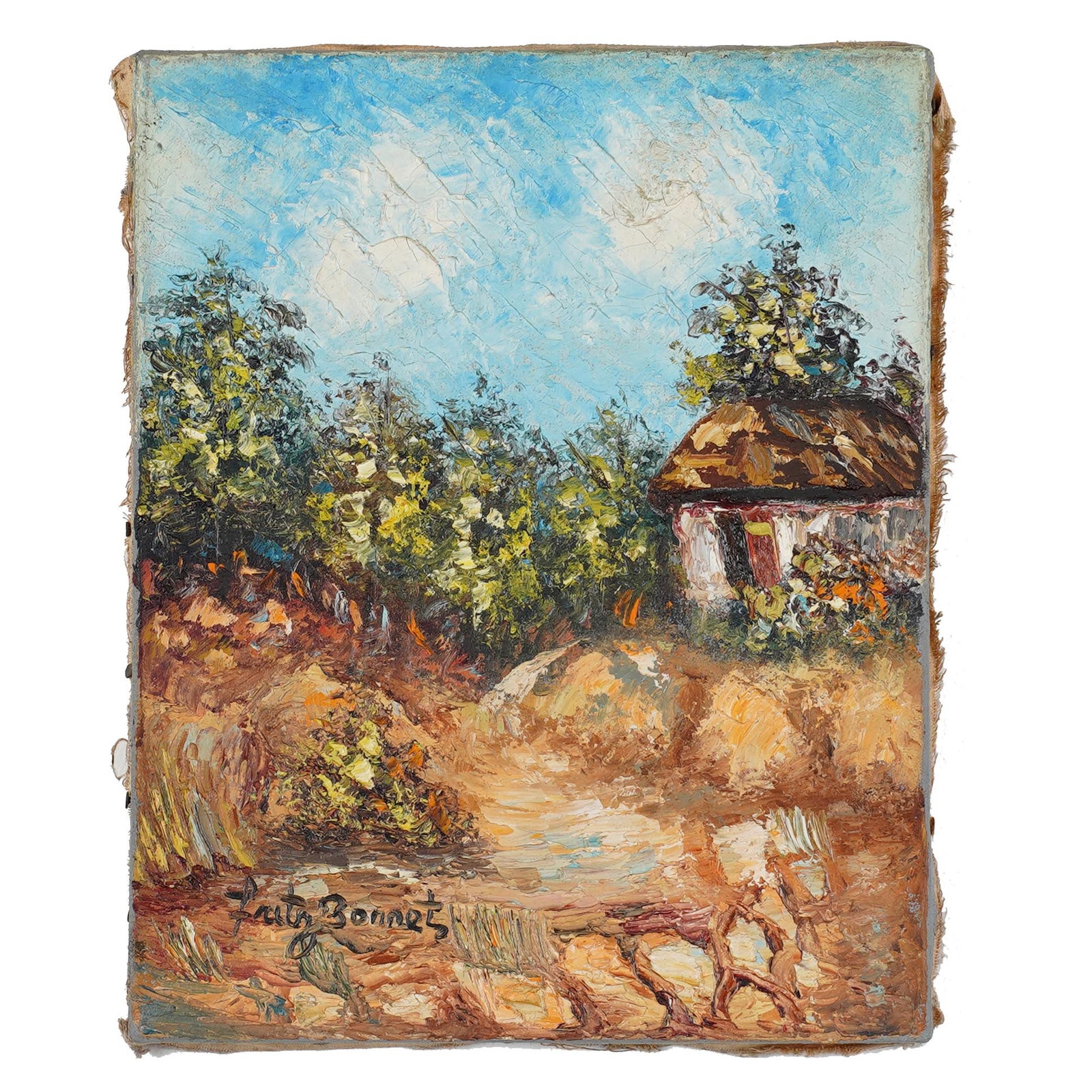 Fritz Bonnet, Haitian Landscape with Cottage (1 of 3)
