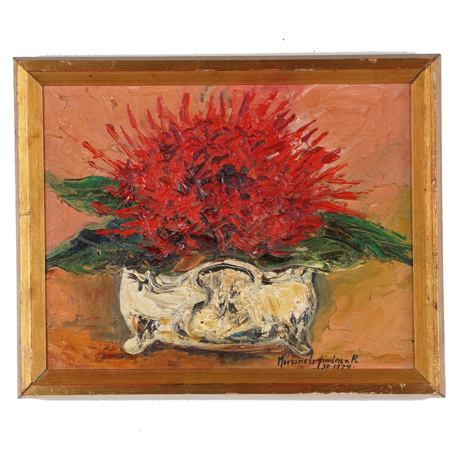 Mariano Jiménez R. Floral Still Life, Oil on Canvas (1 of 3)