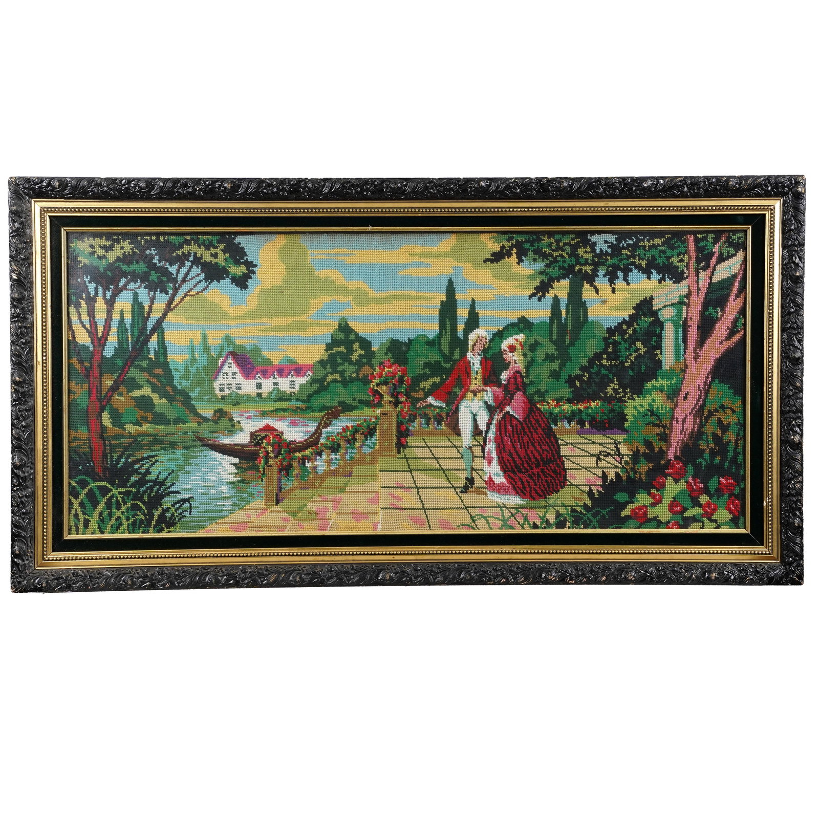 Framed Panoramic Needlepoint Landscape Panel (1 of 2)