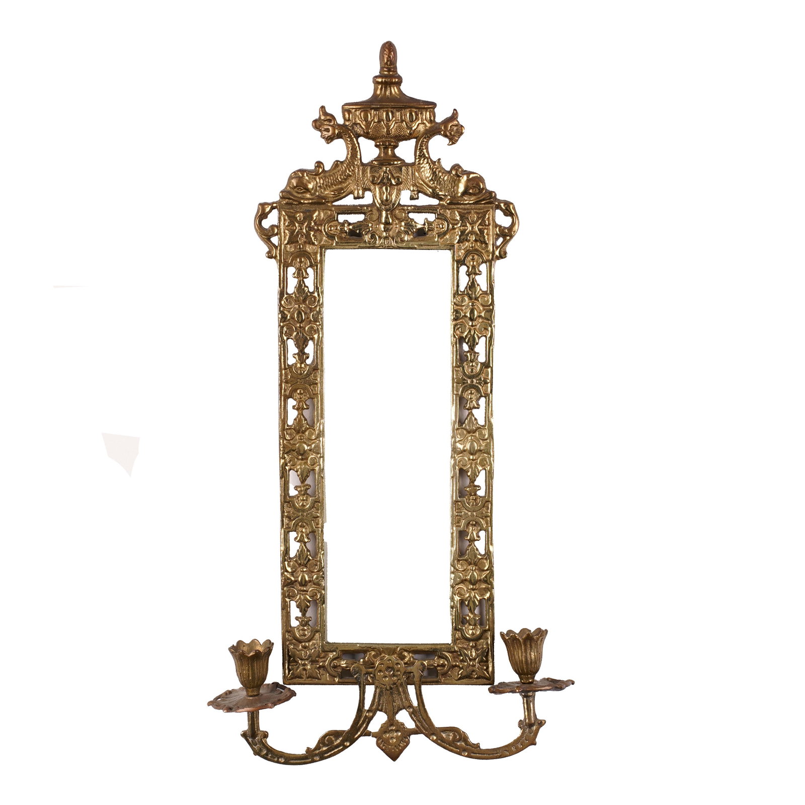 Gilt Metal Mirror with Candle Sconces (1 of 2)