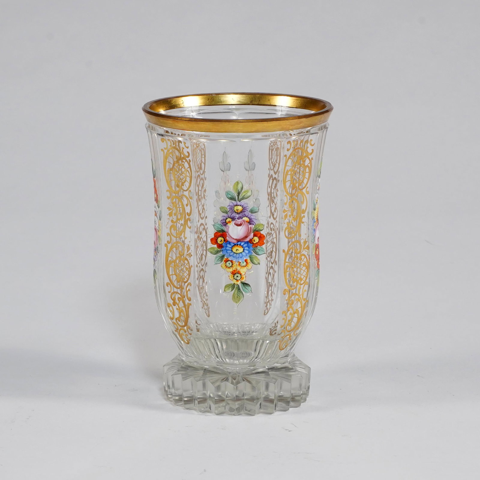 Gilt and Enameled Cut Glass Vase (1 of 2)