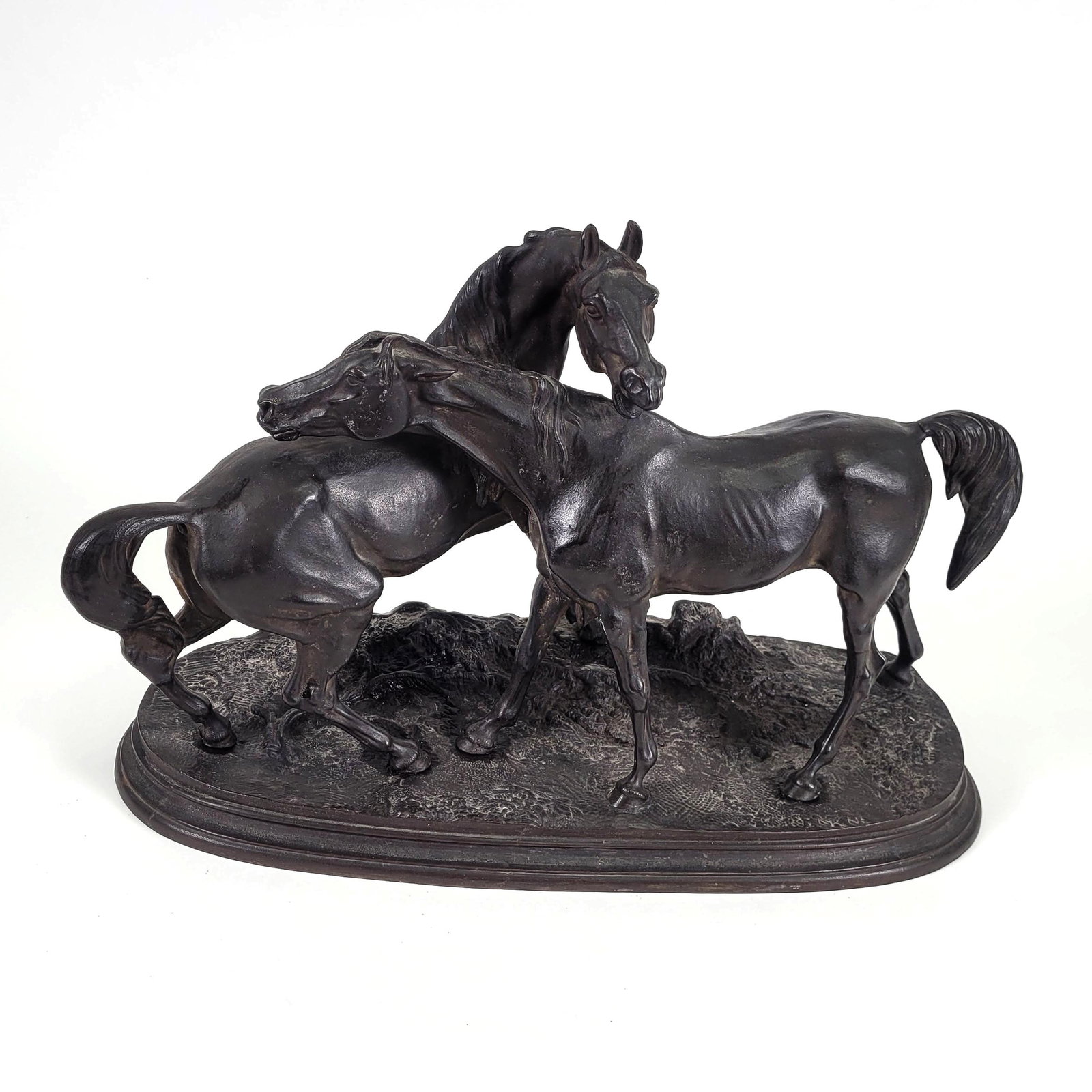 Large Patinated Metal Equestrian Sculpture Group (1 of 4)