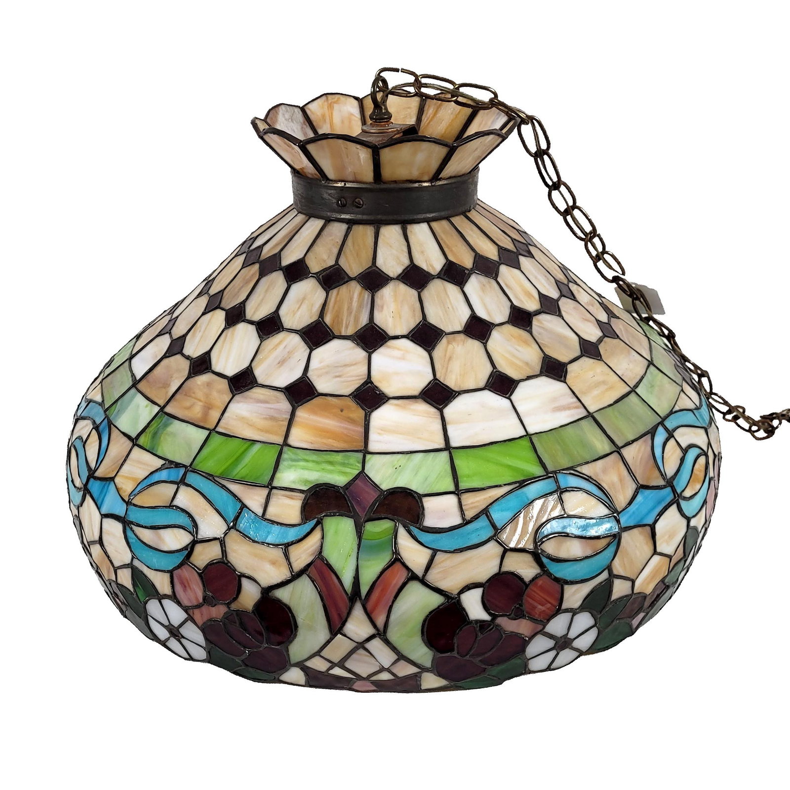 Bradley & Hubbard Leaded Slag Glass Hanging Lamp (1 of 2)