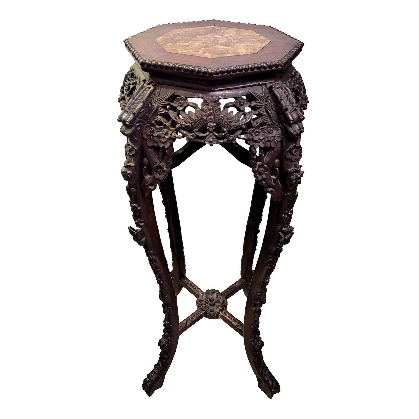 Chinese Carved Hardwood Plant Stand (1 of 2)