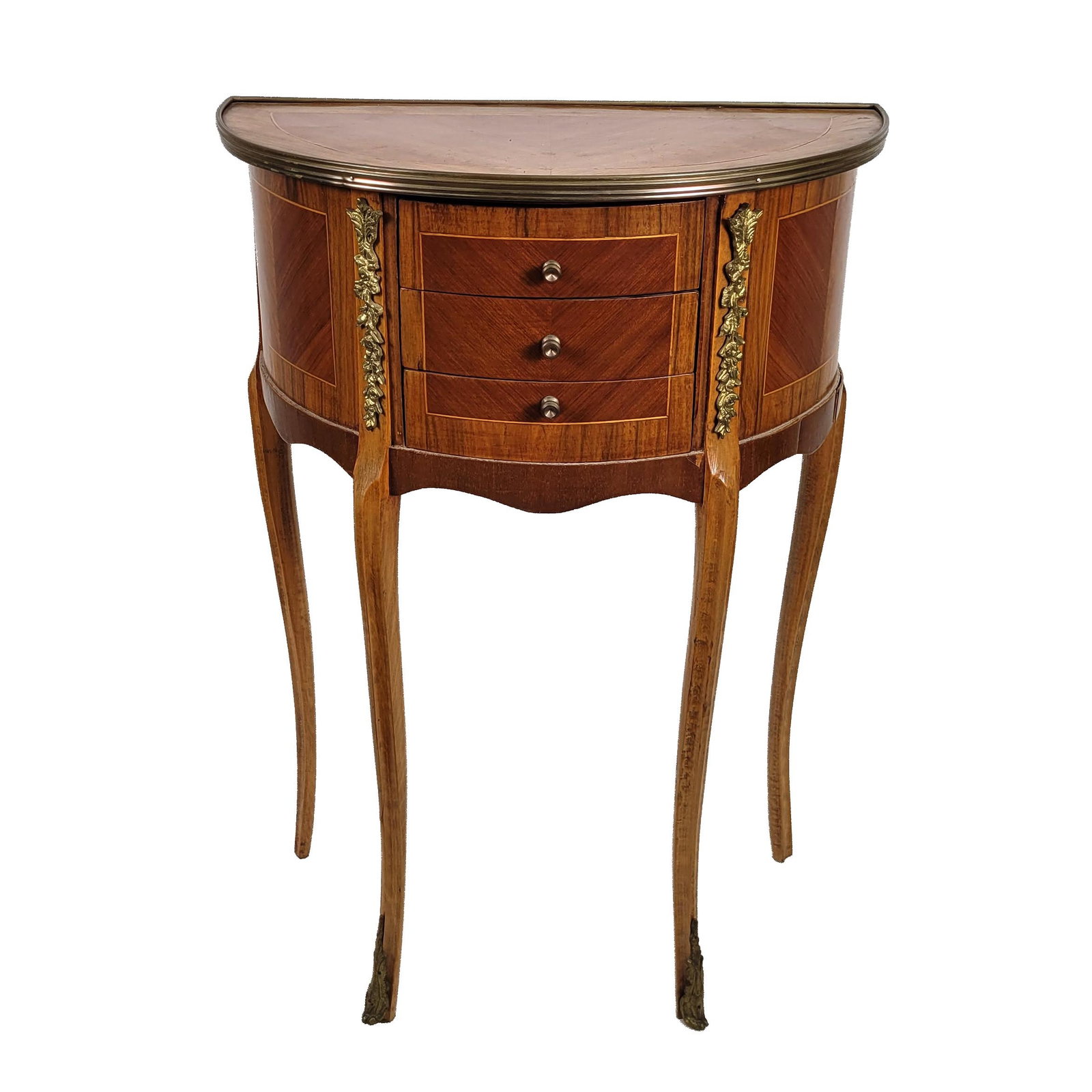 Louis XV-Style Demi-Lune Marquetry Side Cabinet (1 of 4)
