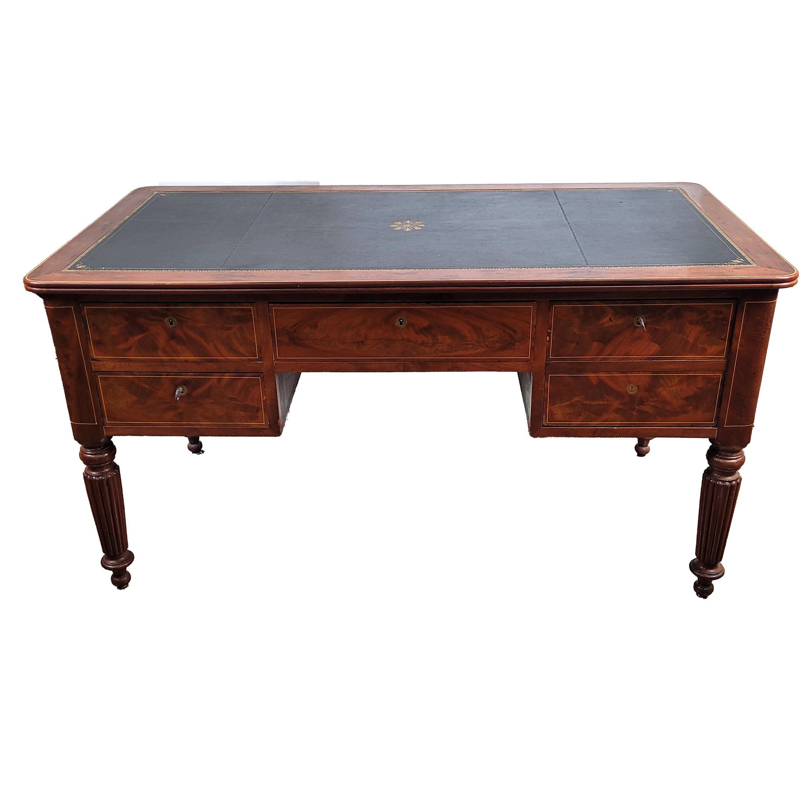 Mahogany Leather-Top Partner’s Desk (1 of 6)