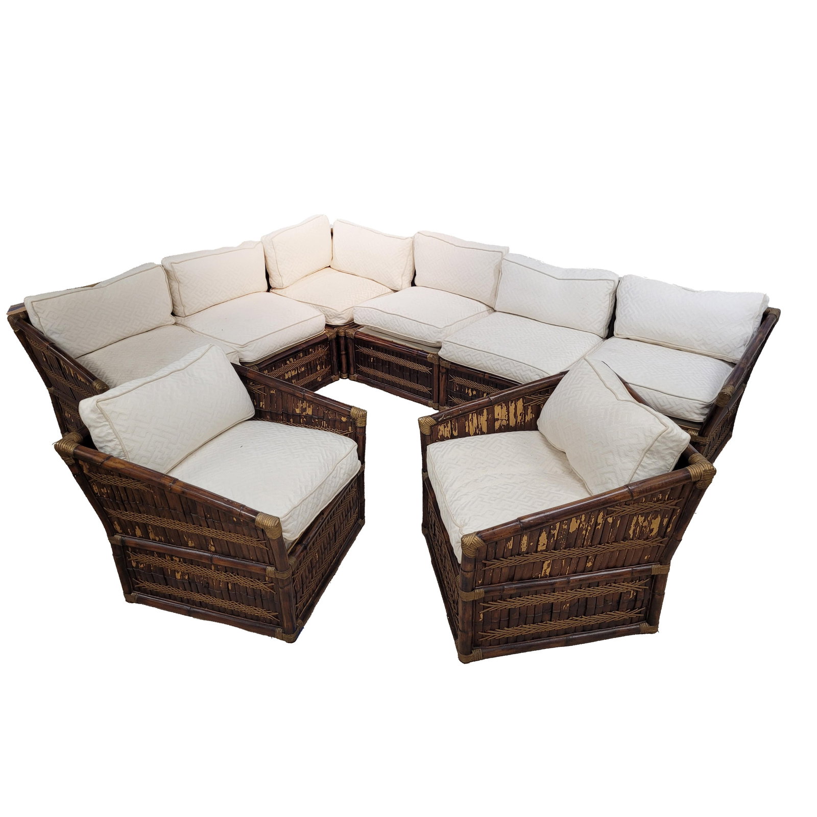 Modular Bamboo and Rattan Sofa with Two Arm Chairs (1 of 1)