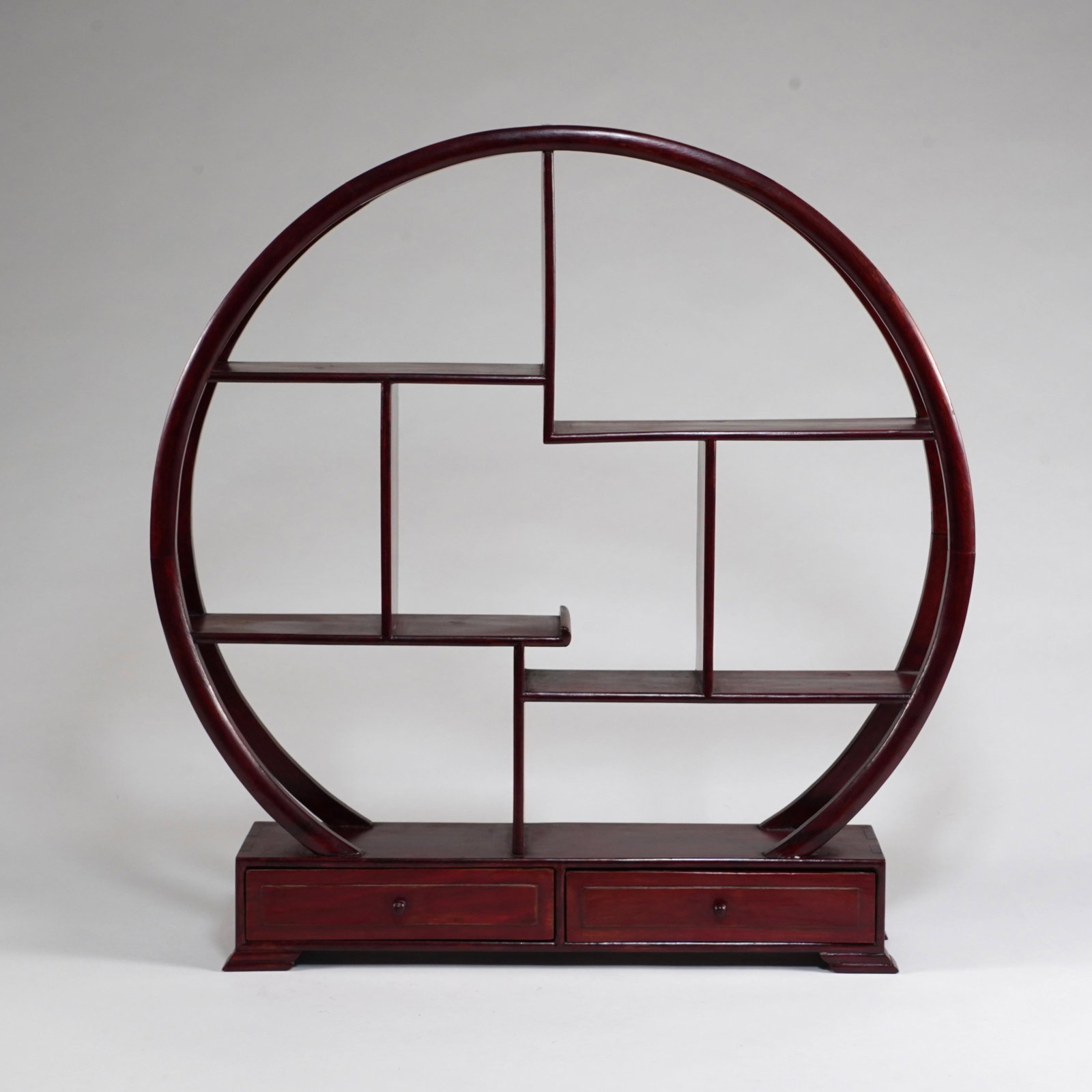 Chinese Hardwood Moon-Form Display Shelf with Drawers (1 of 3)