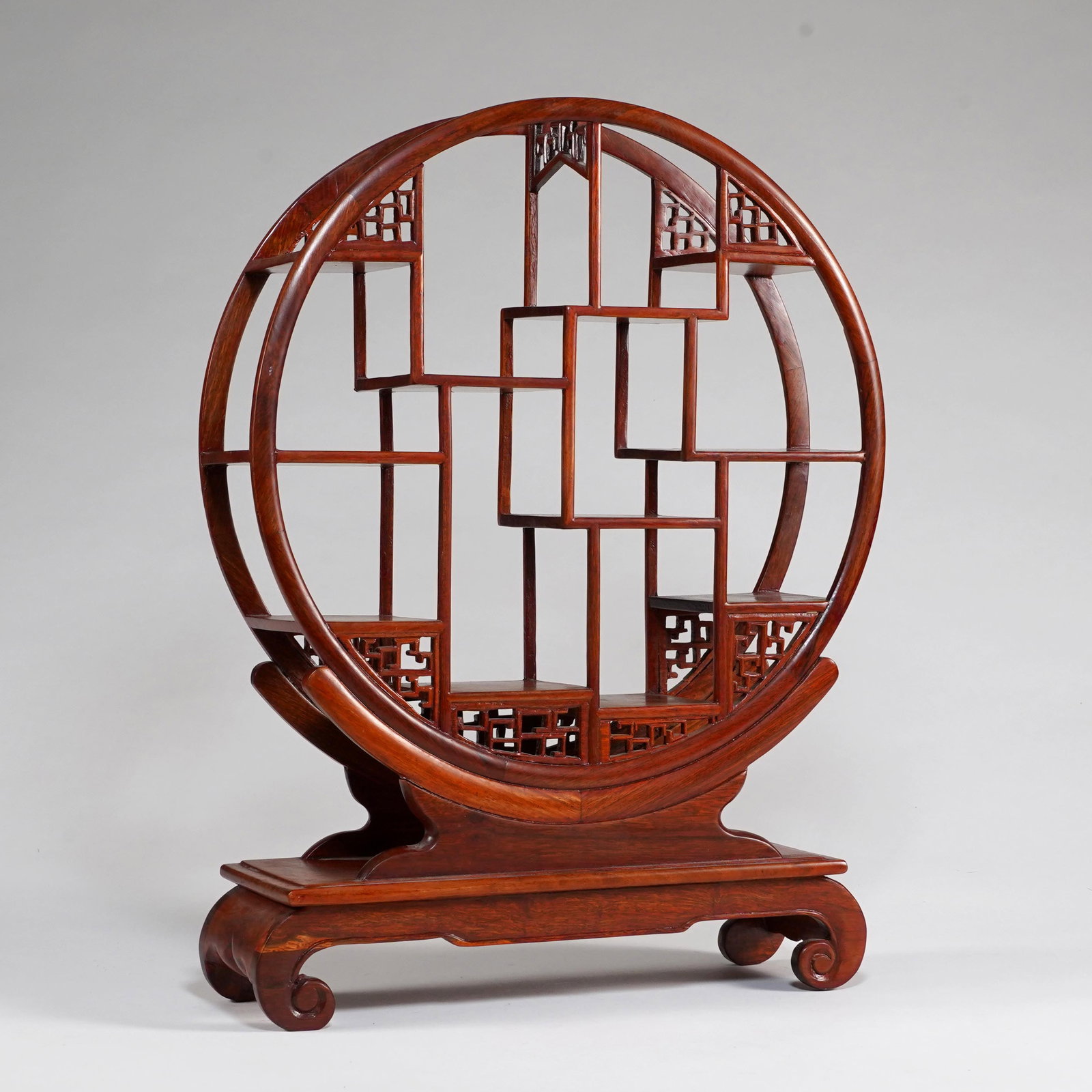 Chinese Hardwood Circular Moon-Form Display Shelf (1 of 3)