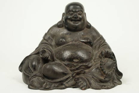 LUCKY BUDDHA: bronze, China, 18th century, H: 43 cm