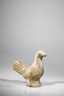 MINGQI IN FORM OF A ROOSTER: Rest red painted pottery China , Song Dynasty (960-1279 AD) Dimensions: Height 16,5 cm by 17 cm Weight: 538,1 grams Mingqi are Chinese burial goods. They included daily utensils, musical