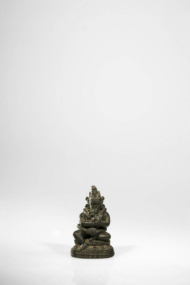 EXTREMELY RARE BLACK STONE JAMBHALA IN YAB-YUM (1 of 6)