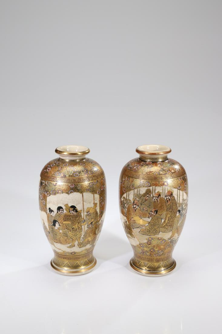 A PAIR OF BALUSTER SATSUMA VASES (1 of 1)