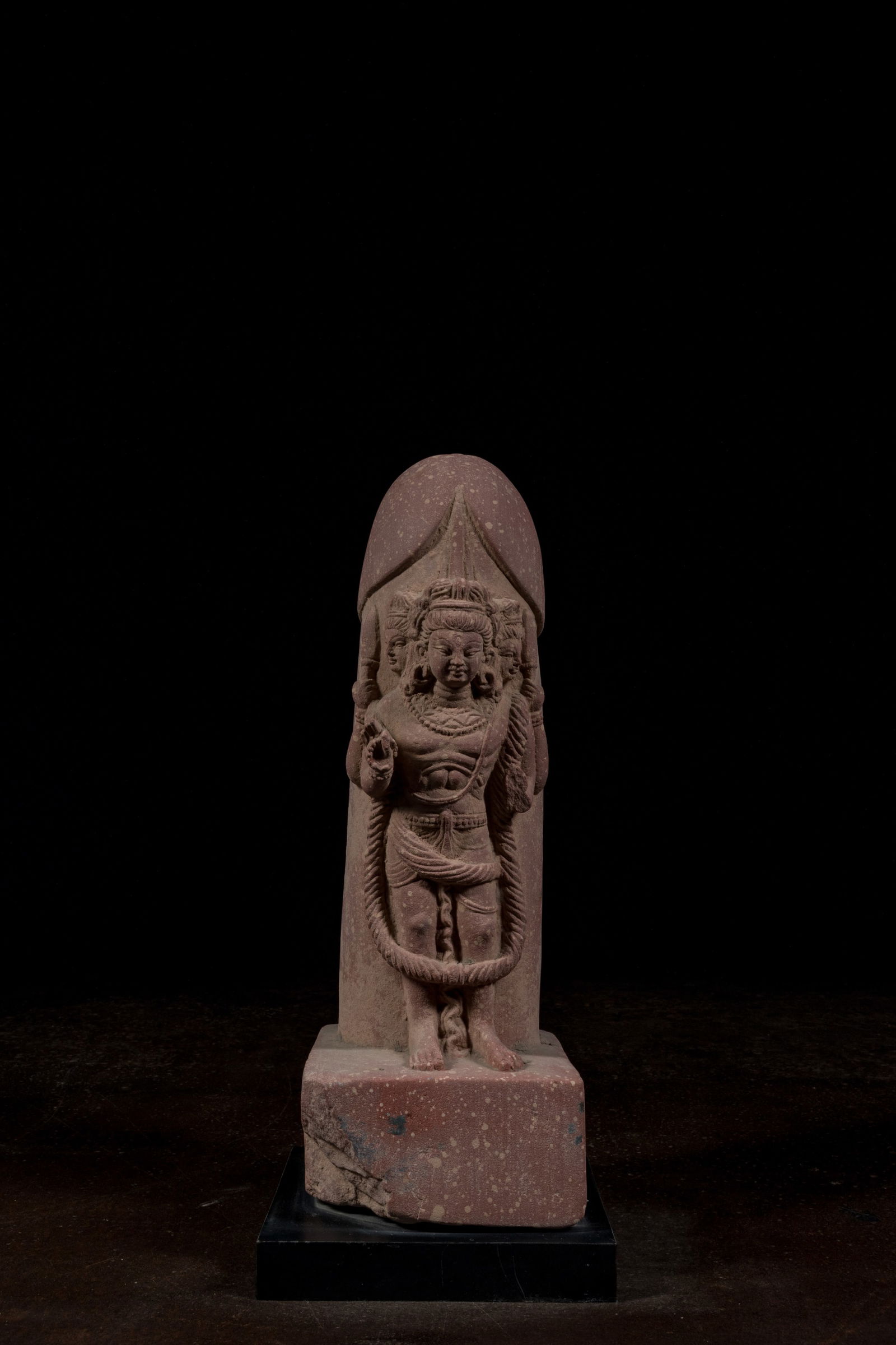 SHIVA LINGAM WITH TRIMUKHA LINGAMS RED SANDSTONE HINDU SHAHI 8TH CENTURY (1 of 7)