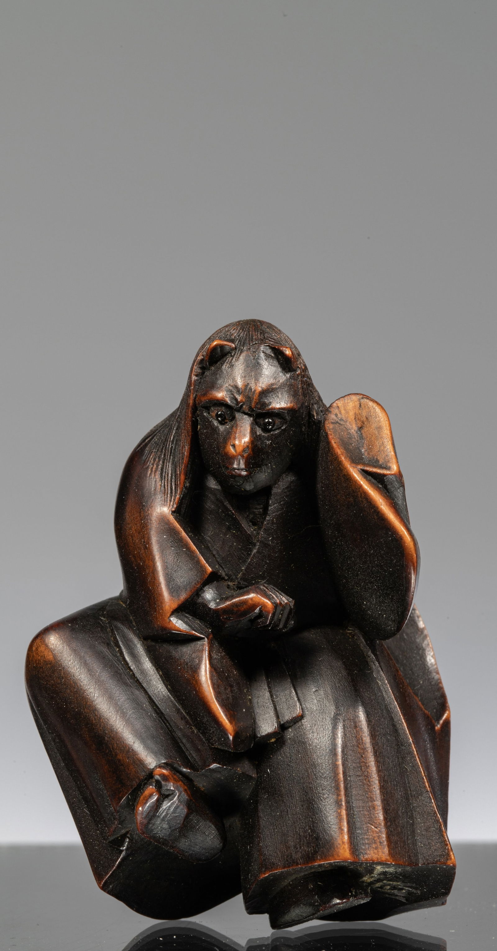 NETSUKE OF A PERFORMING MONKEY IN A KIMONO (1 of 6)