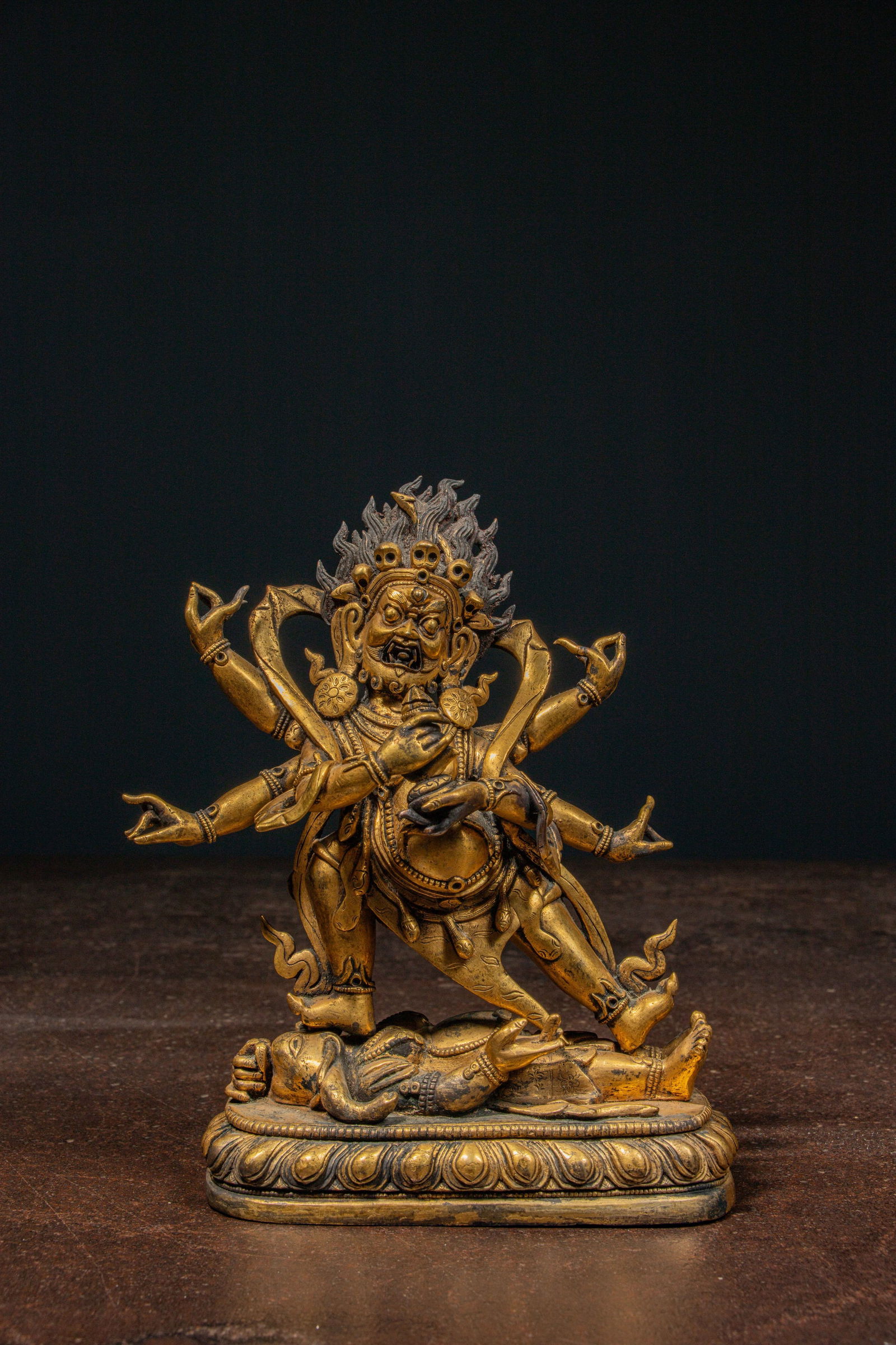 STANDING FIREGILT BRONZE MAHAKALA TIBET 18TH CENTRUY (1 of 6)